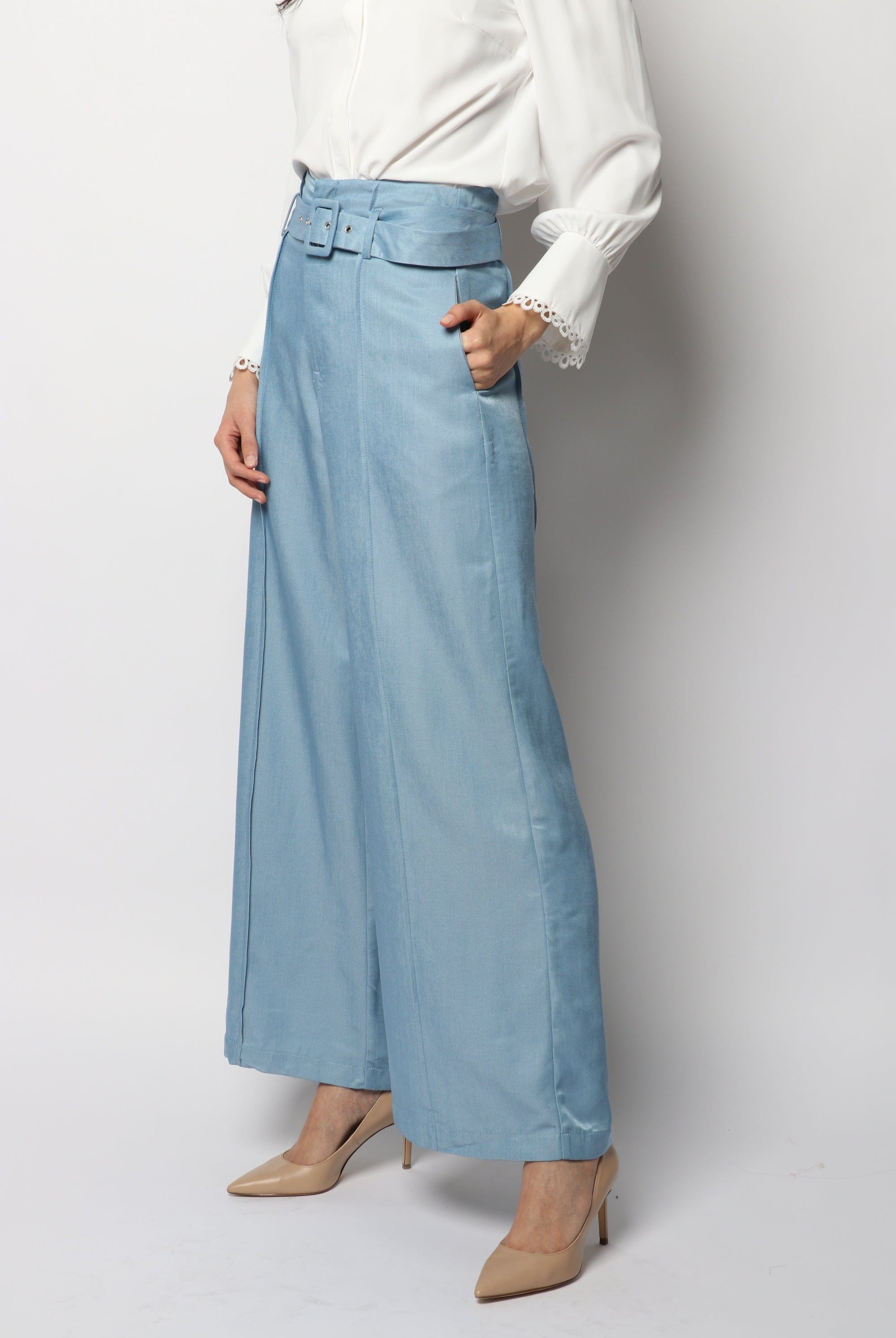 نتشي بنطلون جينز كلاسيك واسع طويل نسائي