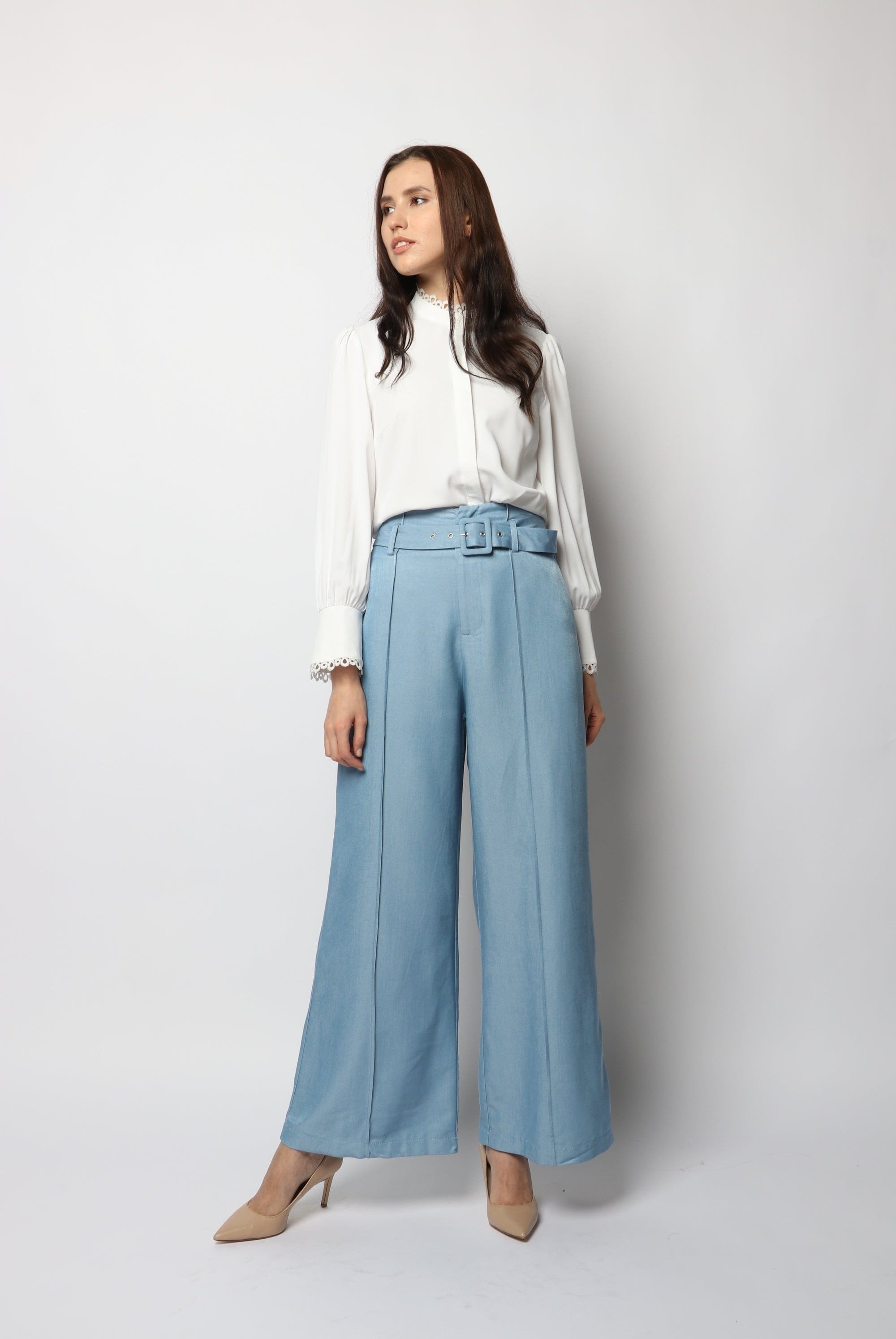 نتشي بنطلون جينز كلاسيك واسع طويل نسائي