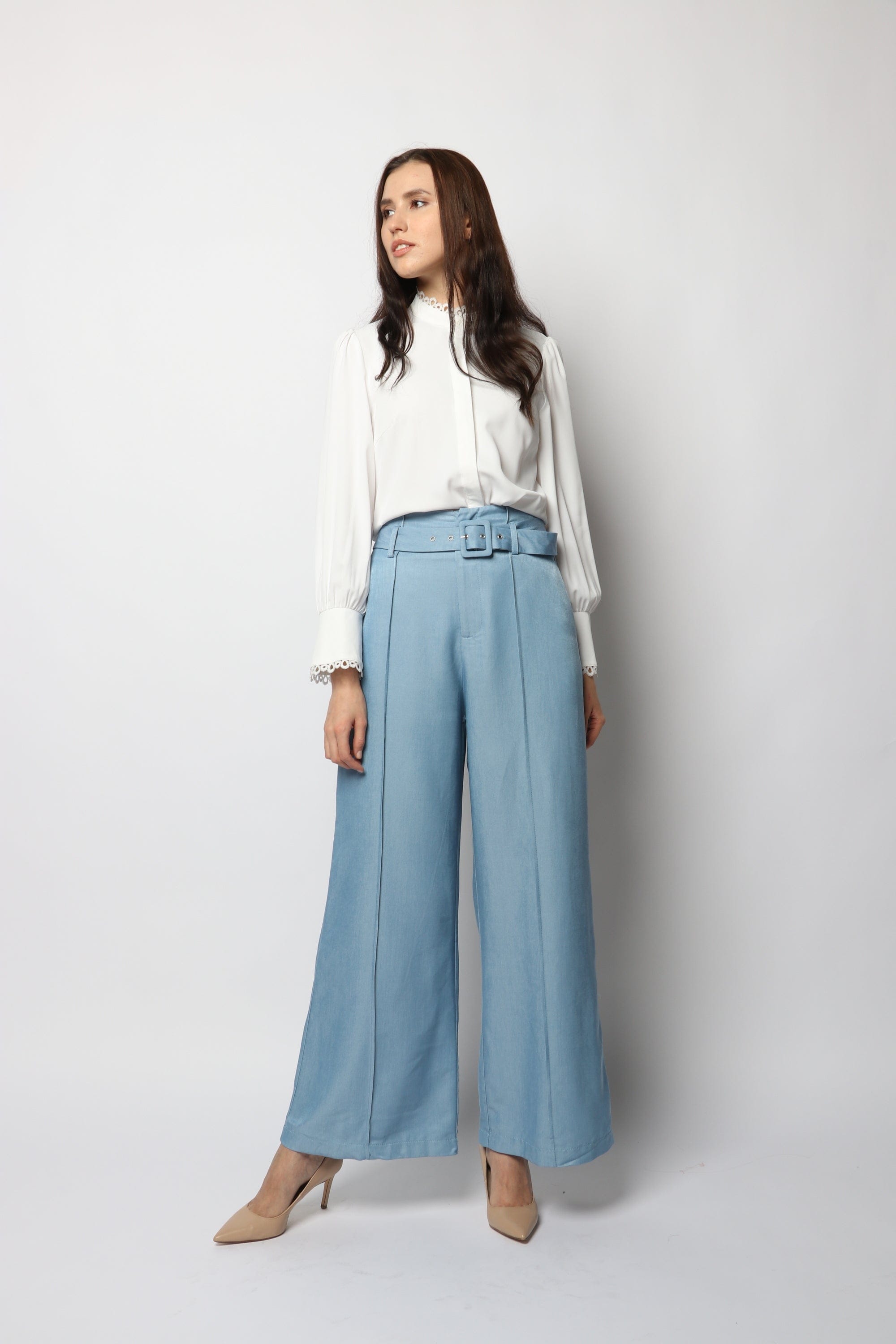 نتشي بنطلون جينز كلاسيك واسع طويل نسائي