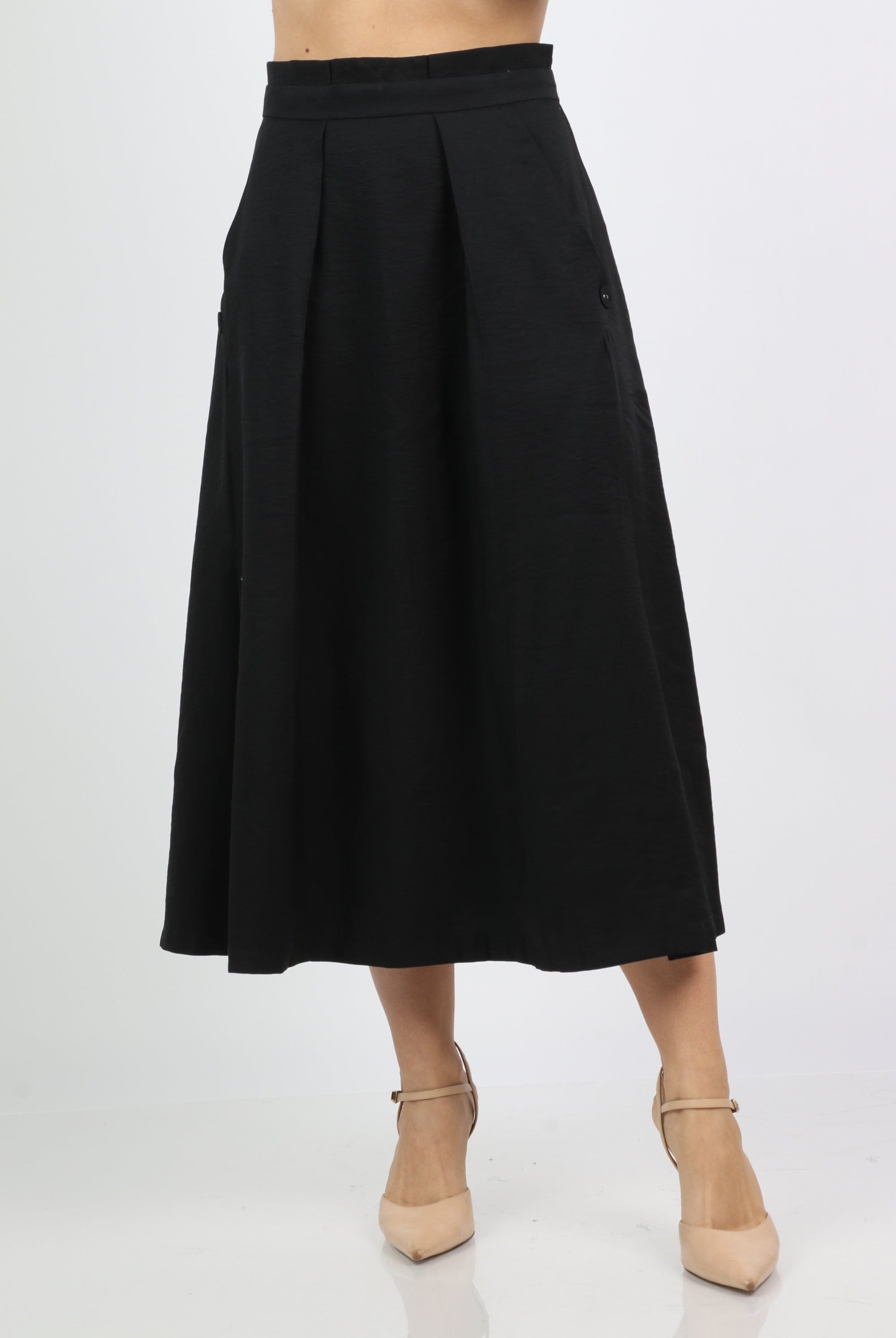 نتشي تنورة ميدي بخصر عالي نسائية سادة