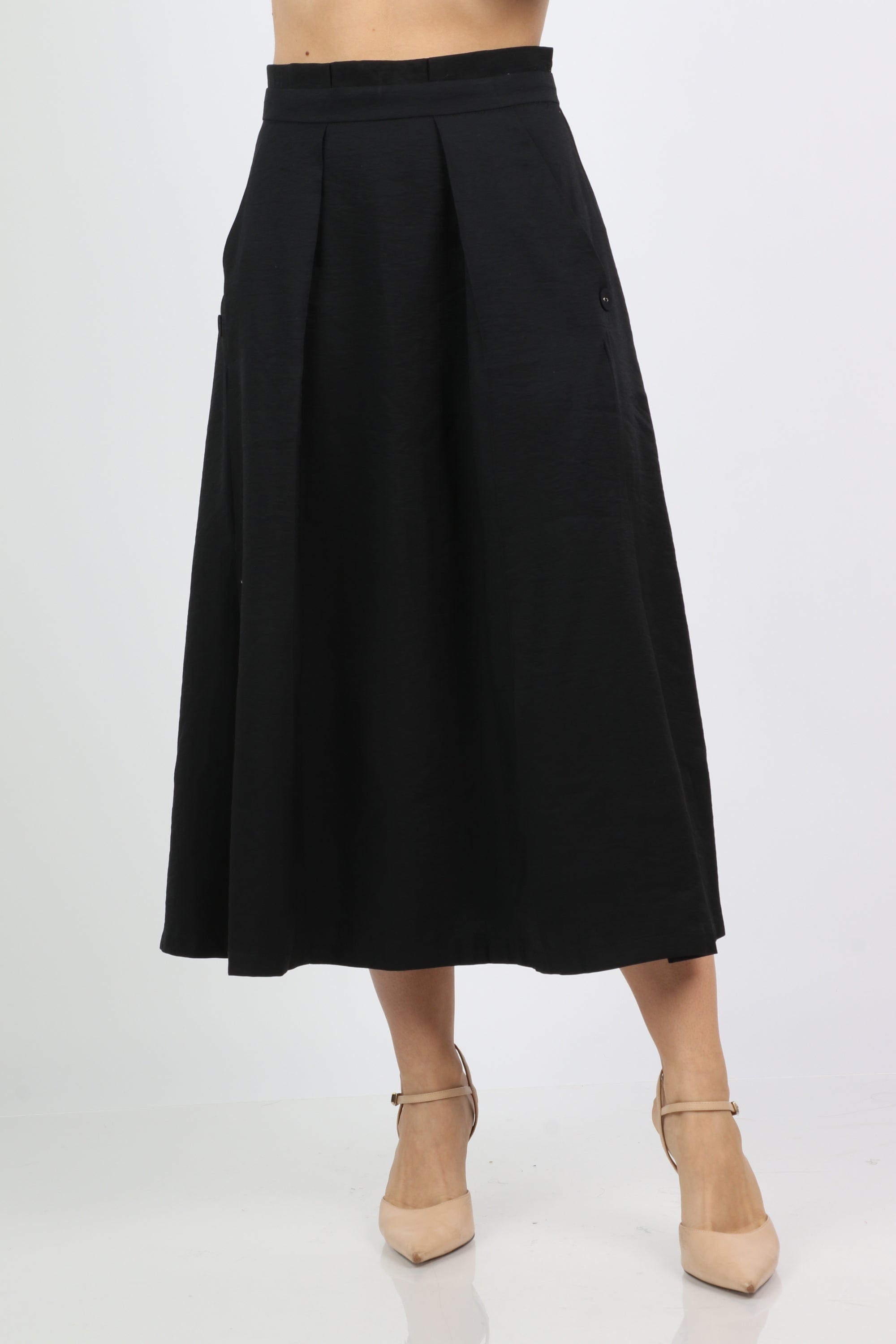 نتشي تنورة ميدي بخصر عالي نسائية سادة