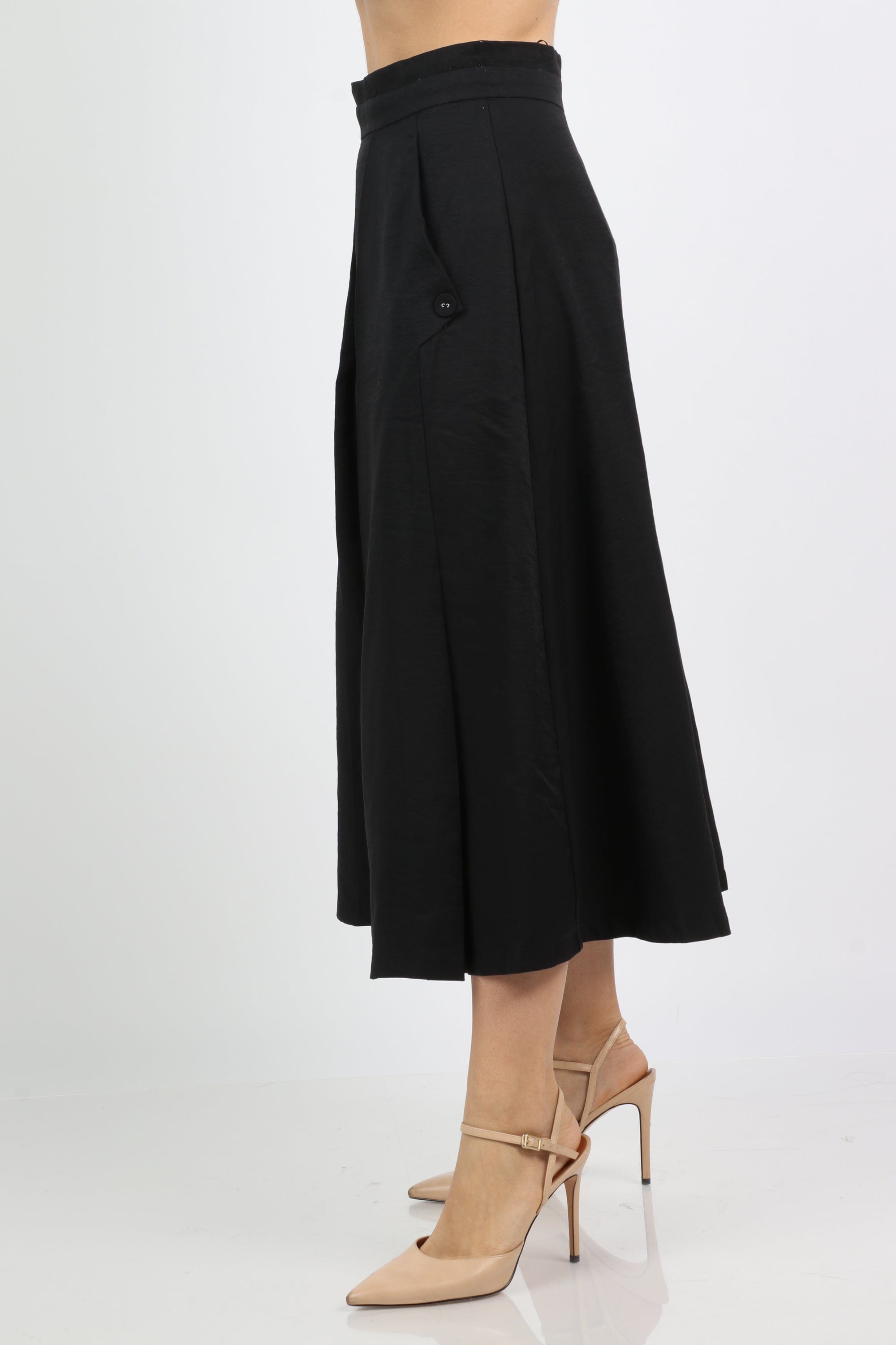 نتشي تنورة ميدي بخصر عالي نسائية سادة