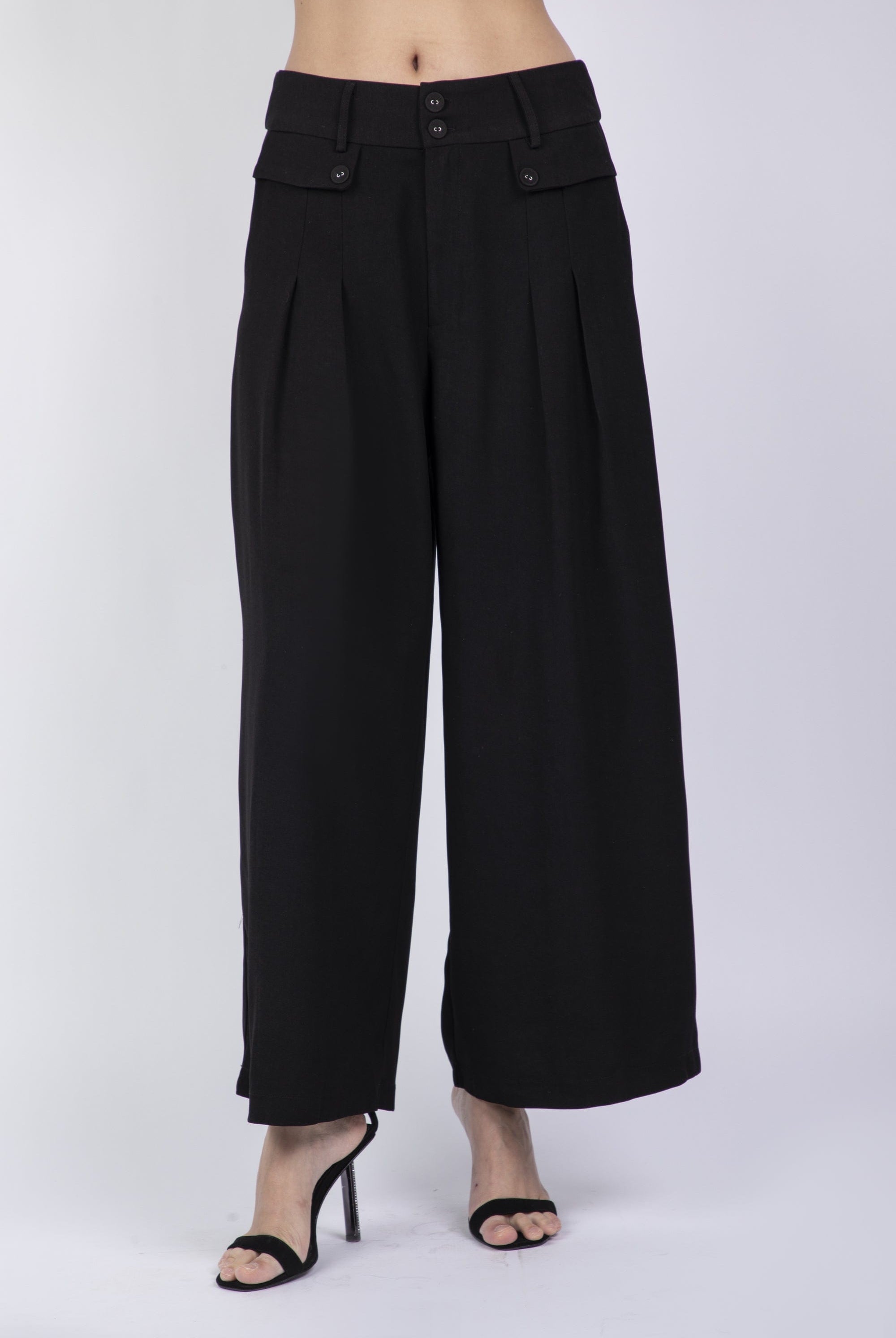 نتشي بنطلون رسمي بأزرار وجيوب واسع طويل نسائي