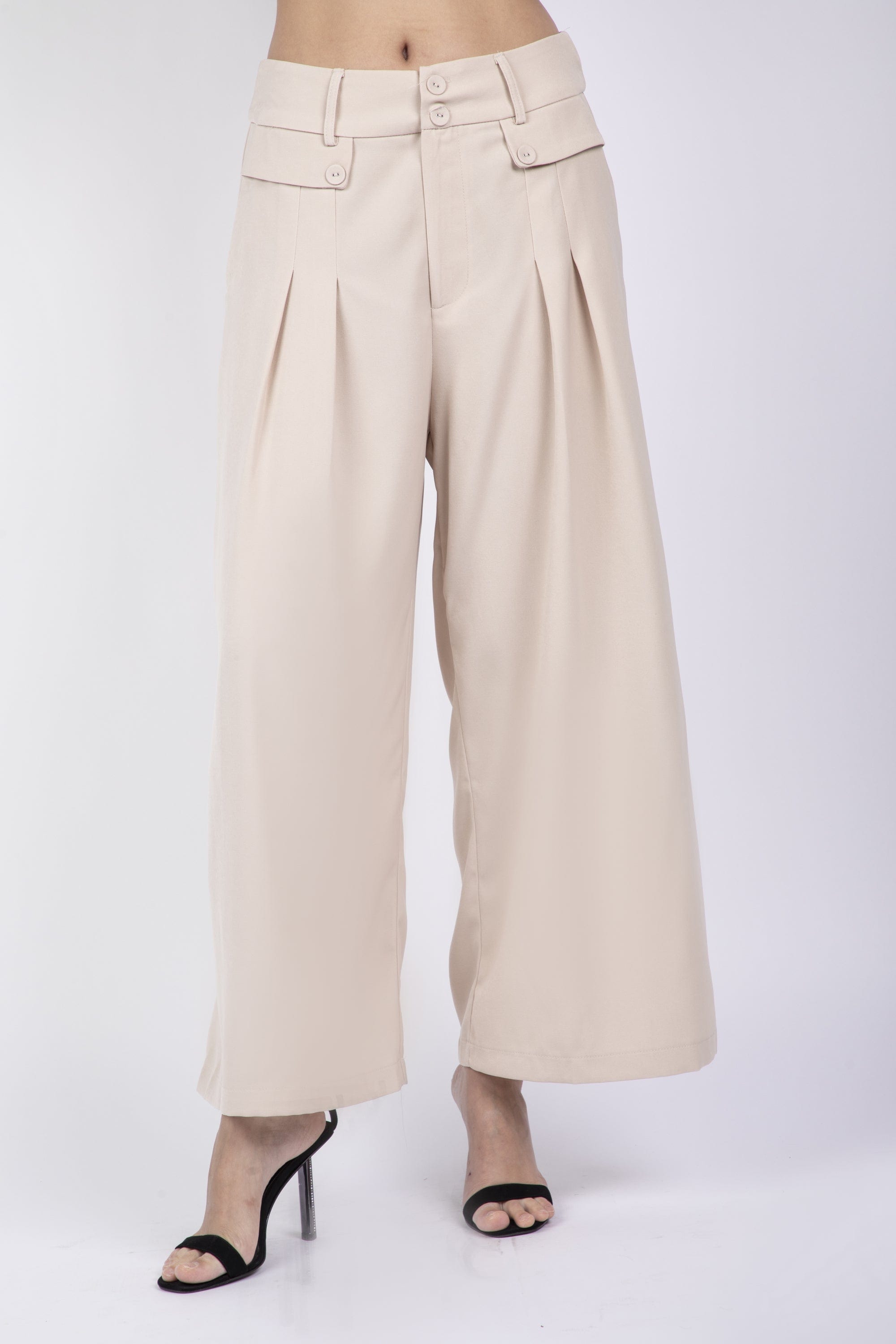 نتشي بنطلون رسمي بأزرار وجيوب واسع طويل نسائي