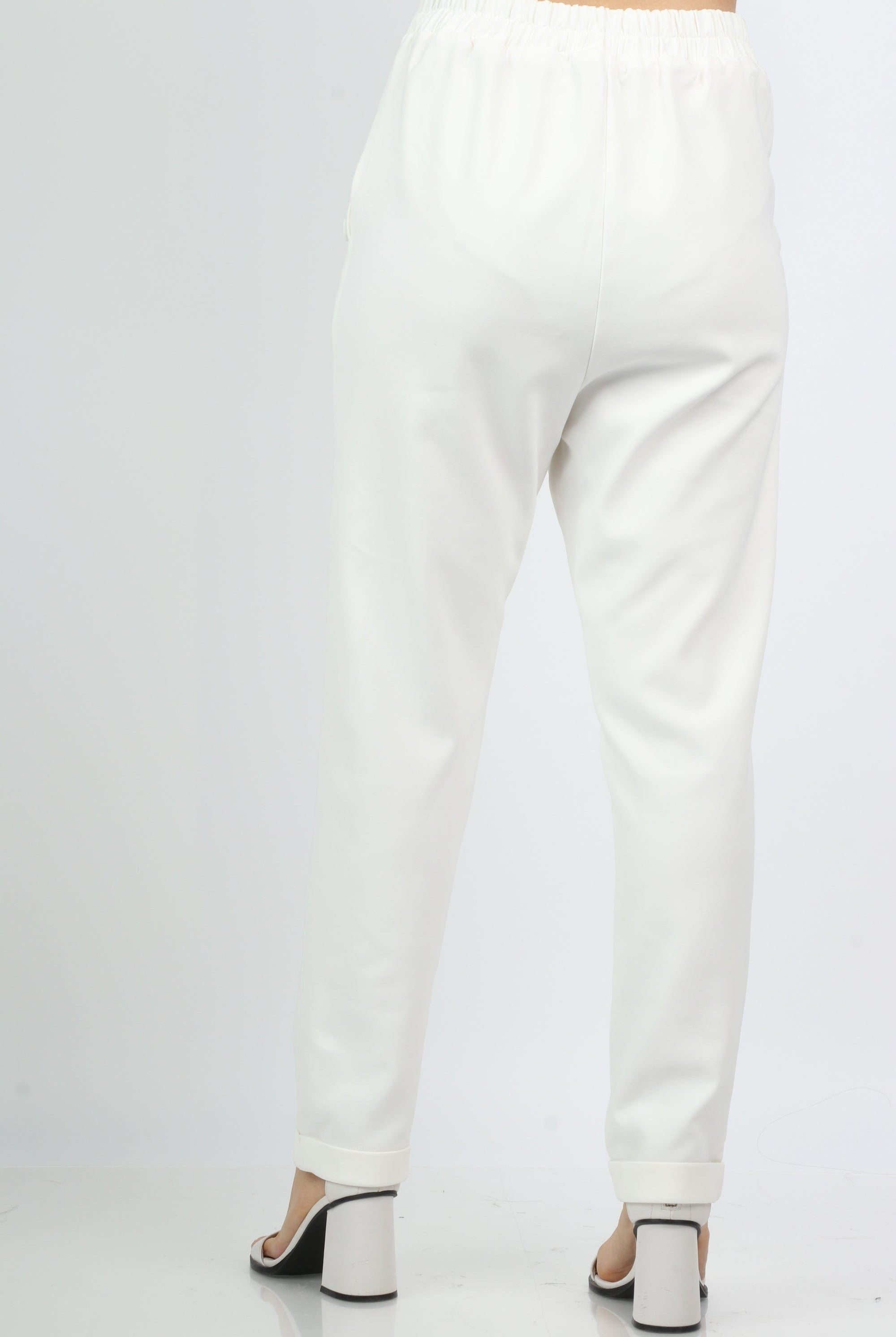 نتشي بنطلون رسمي بجيوب وأزرار جانبية طويل نسائي