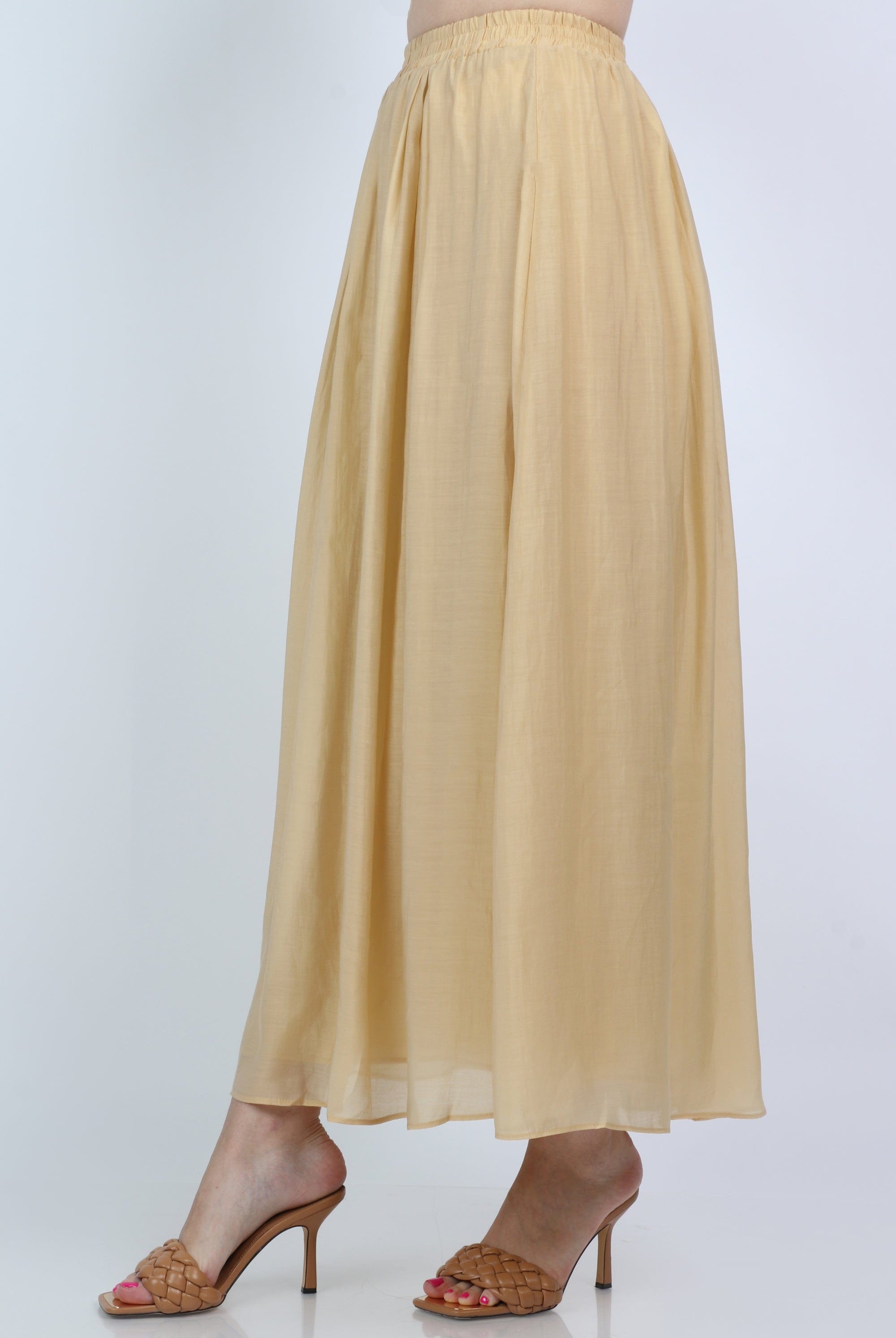 نتشي تنورة كلوش هاي ويست خصر مطاط نسائية