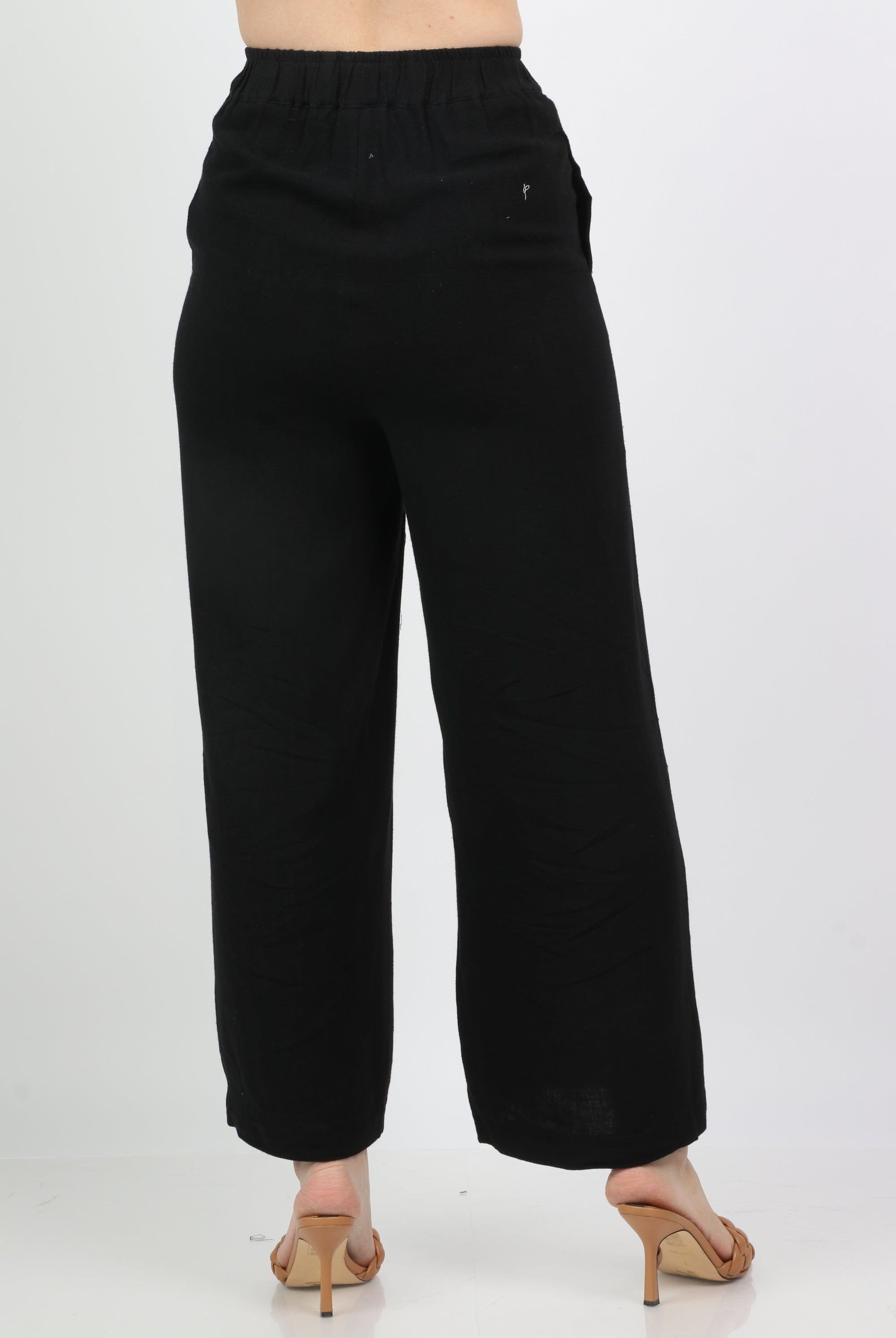 نتشي بنطلون نسائي سادة هاي ويست واسع طويل نسائي