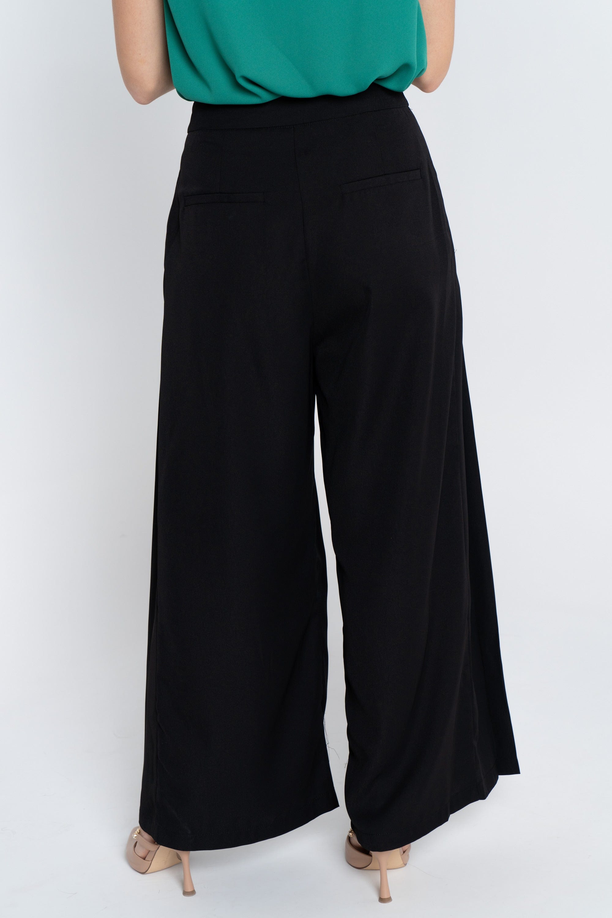 نتشي بنطلون طويل واسع كلوش هاي ويست نسائي