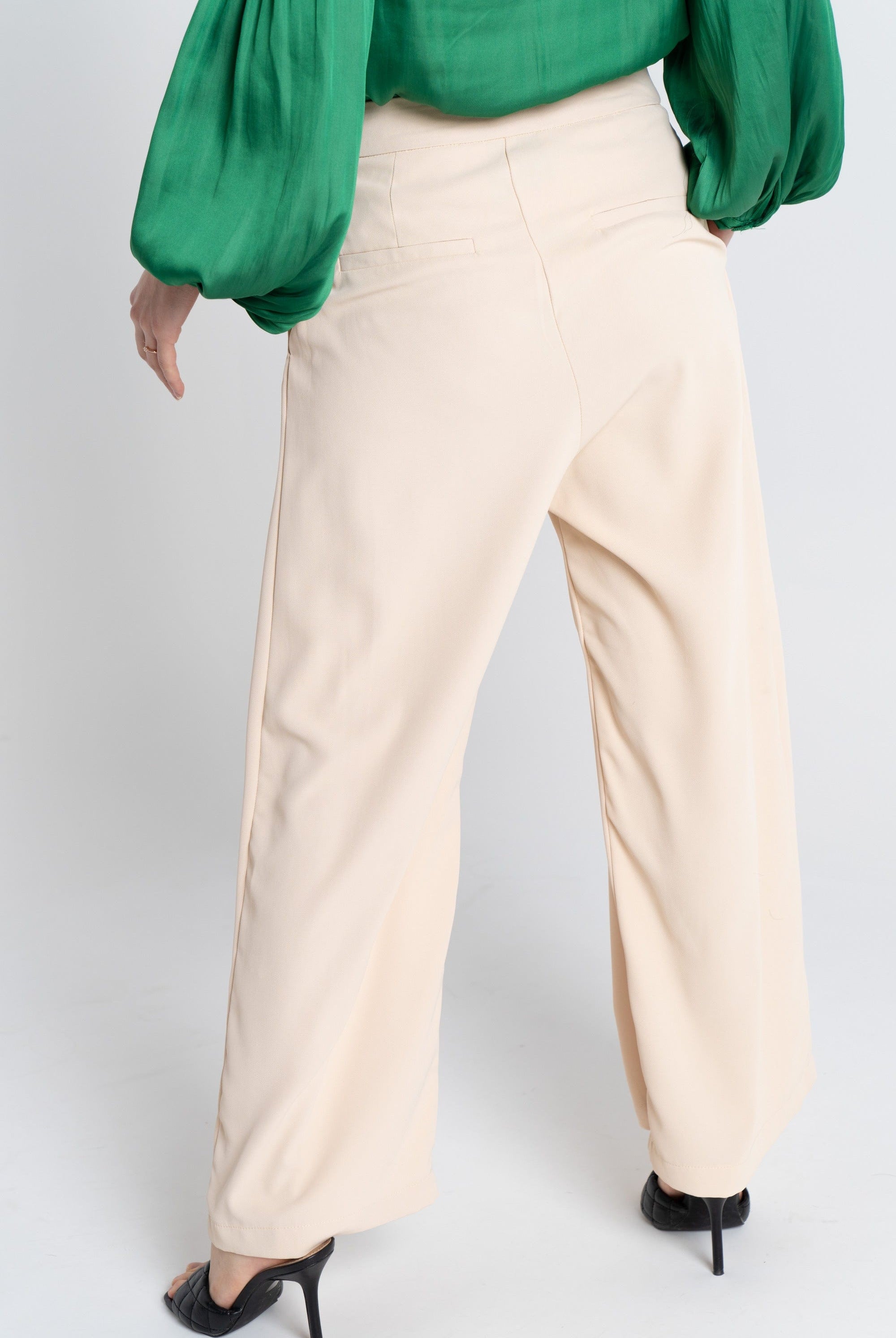 نتشي بنطلون طويل واسع كلوش هاي ويست نسائي