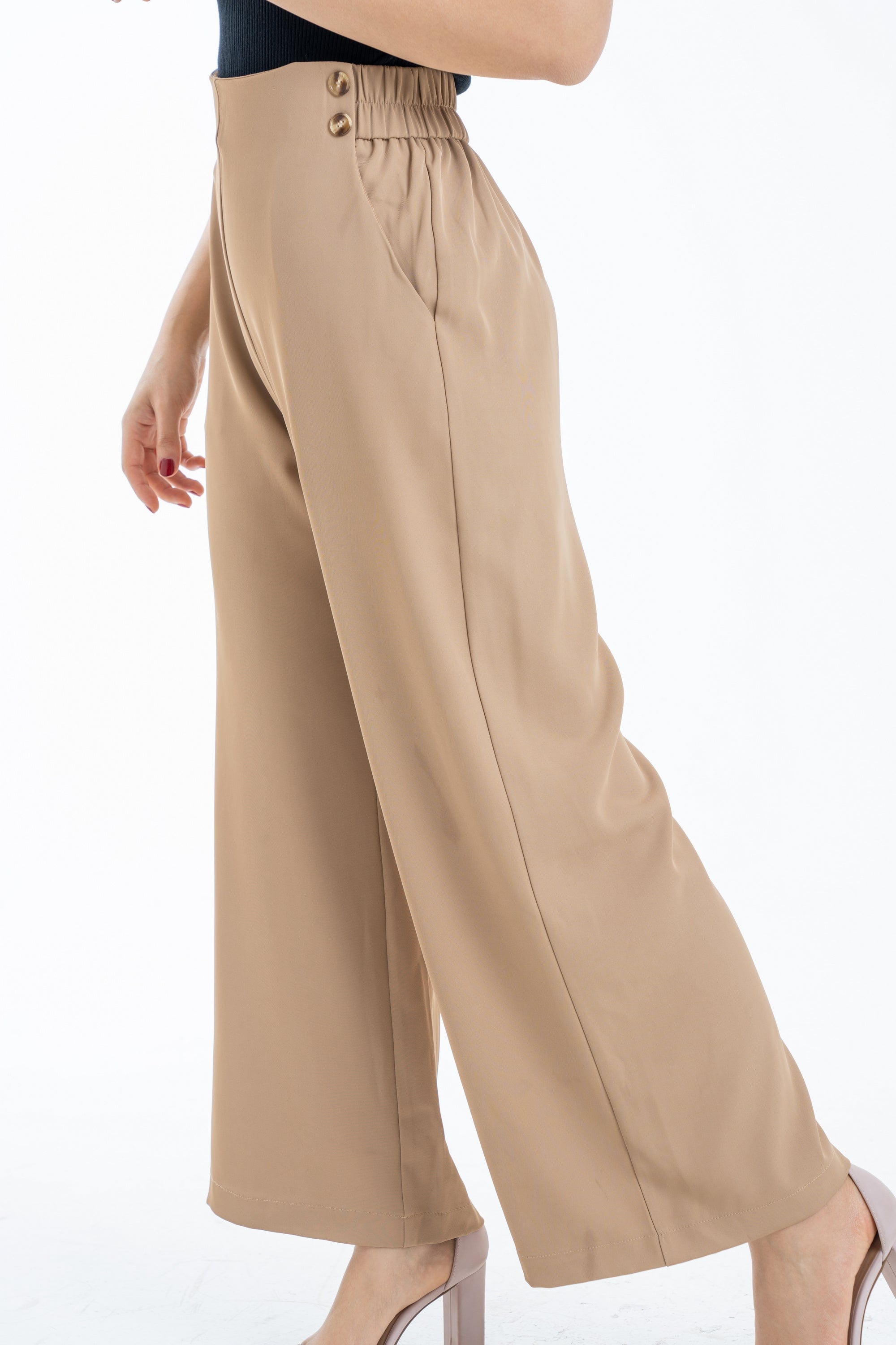 نتشي سروال طويل نسائي رسمي بأزرار جانبية