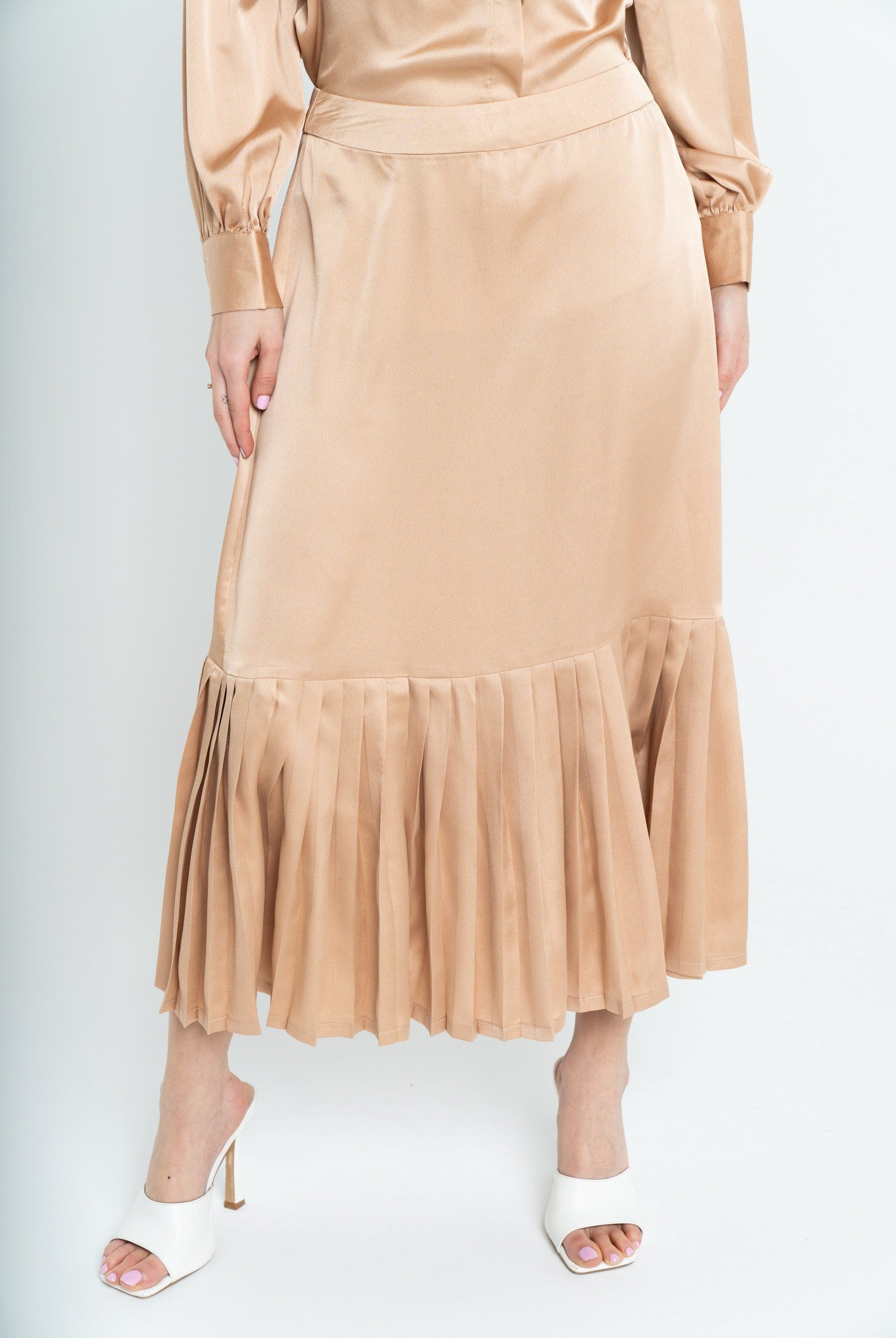 نتشي تنورة ميدي نصف بليسيه من أسفل نسائي