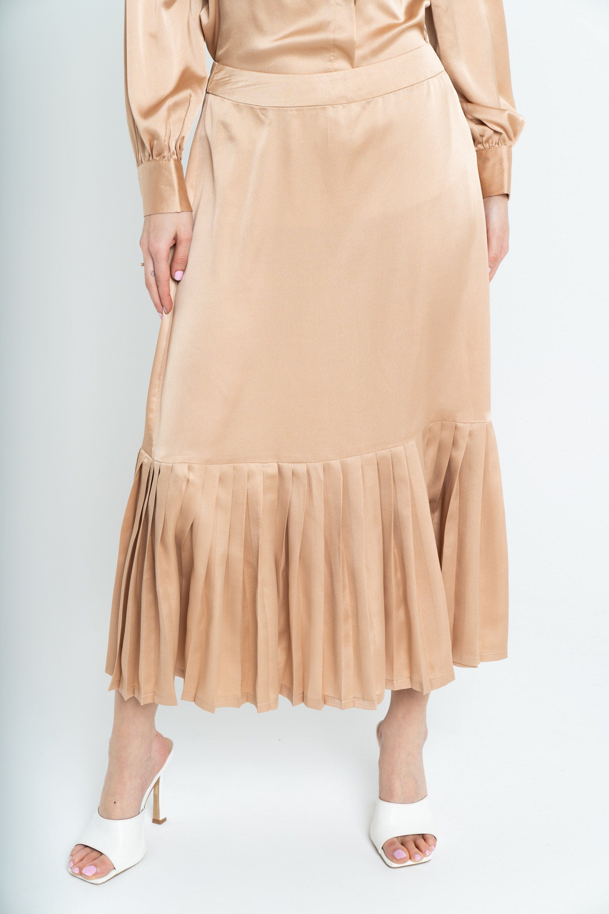 نتشي تنورة ميدي نصف بليسيه من أسفل نسائي