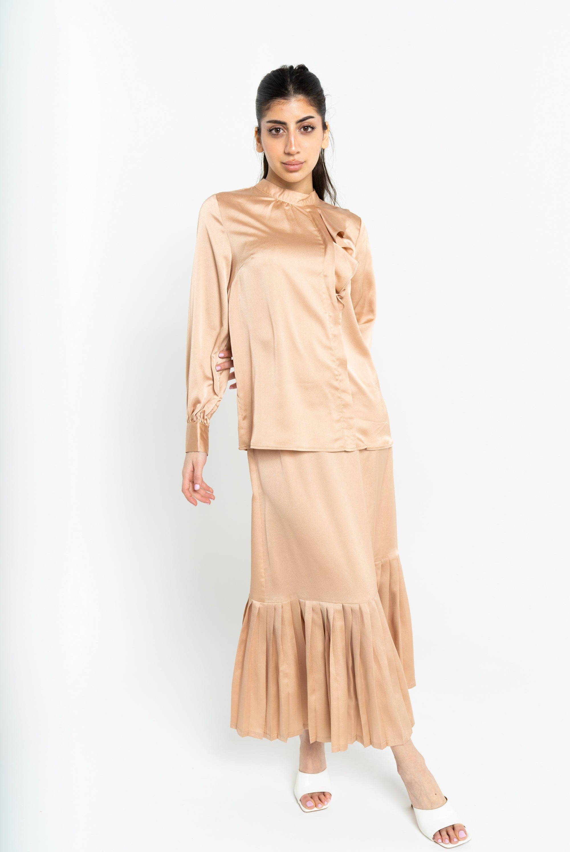 نتشي تنورة ميدي نصف بليسيه من أسفل نسائي