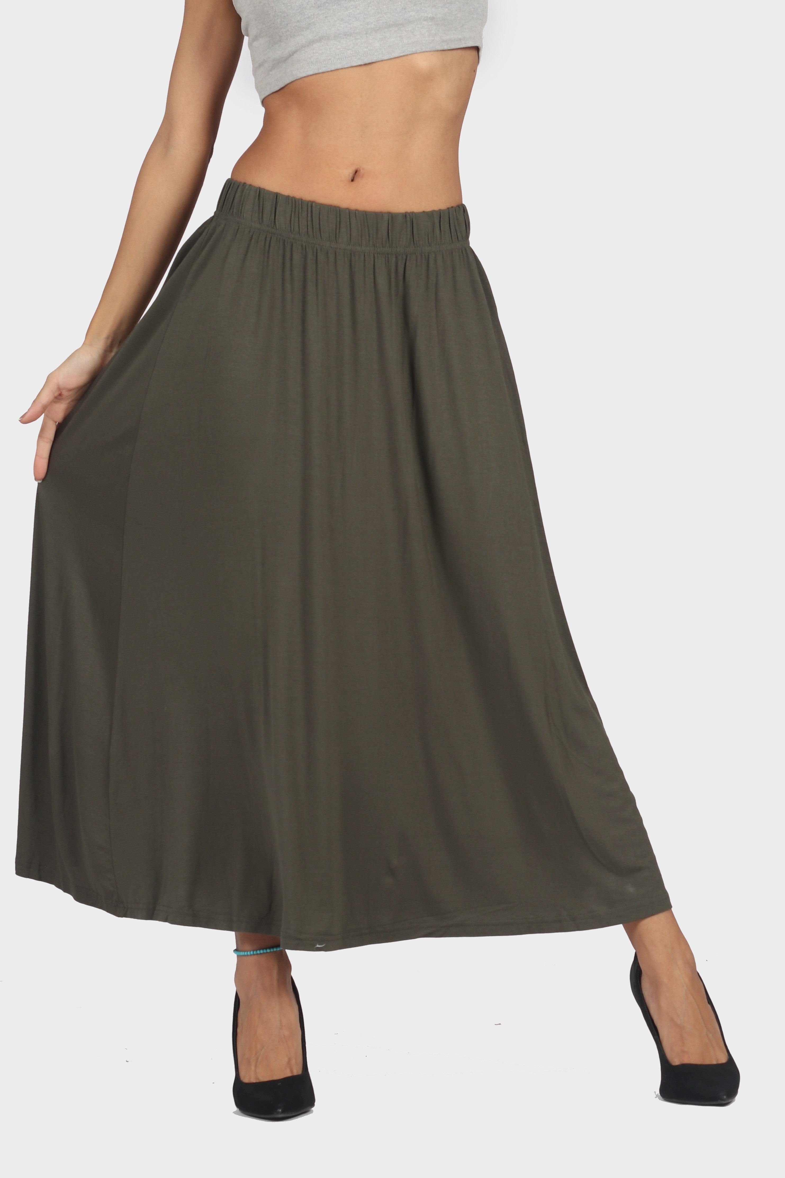 ميكا تنورة ميدي قطن سادة بخصر مطاط