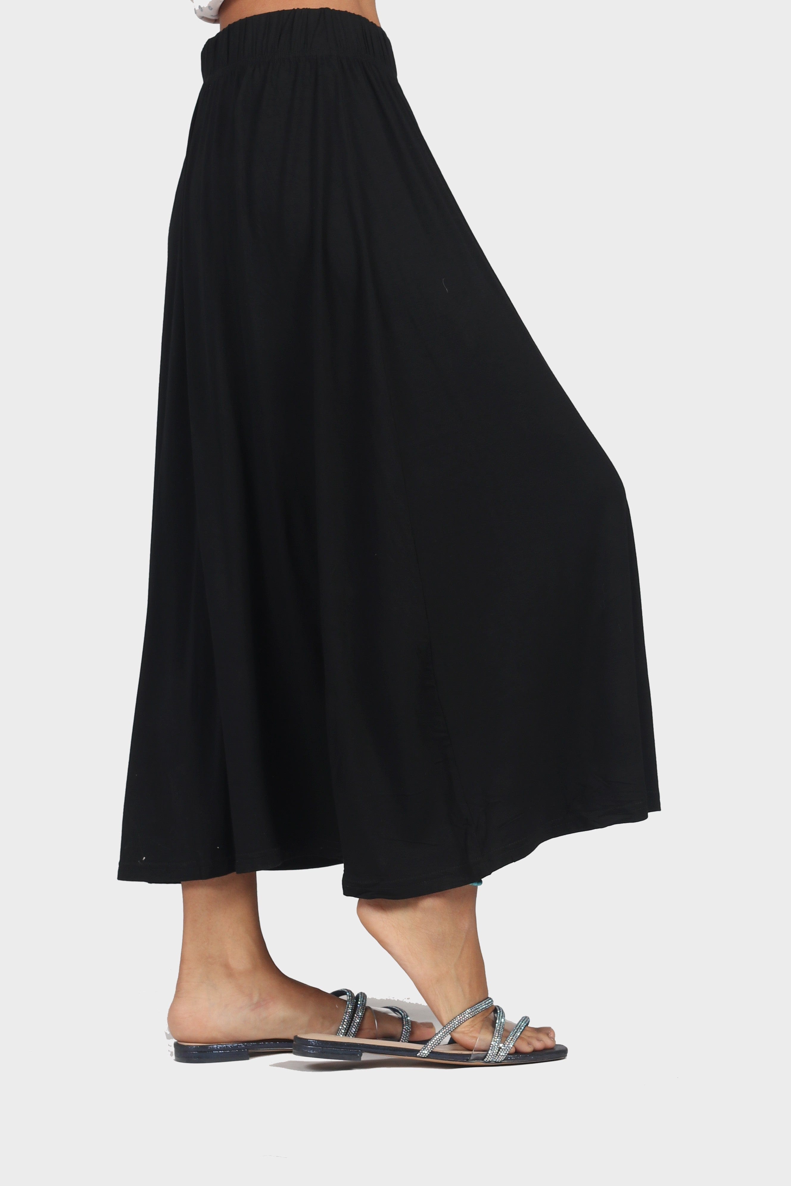 ميكا تنورة ميدي قطن سادة بخصر مطاط