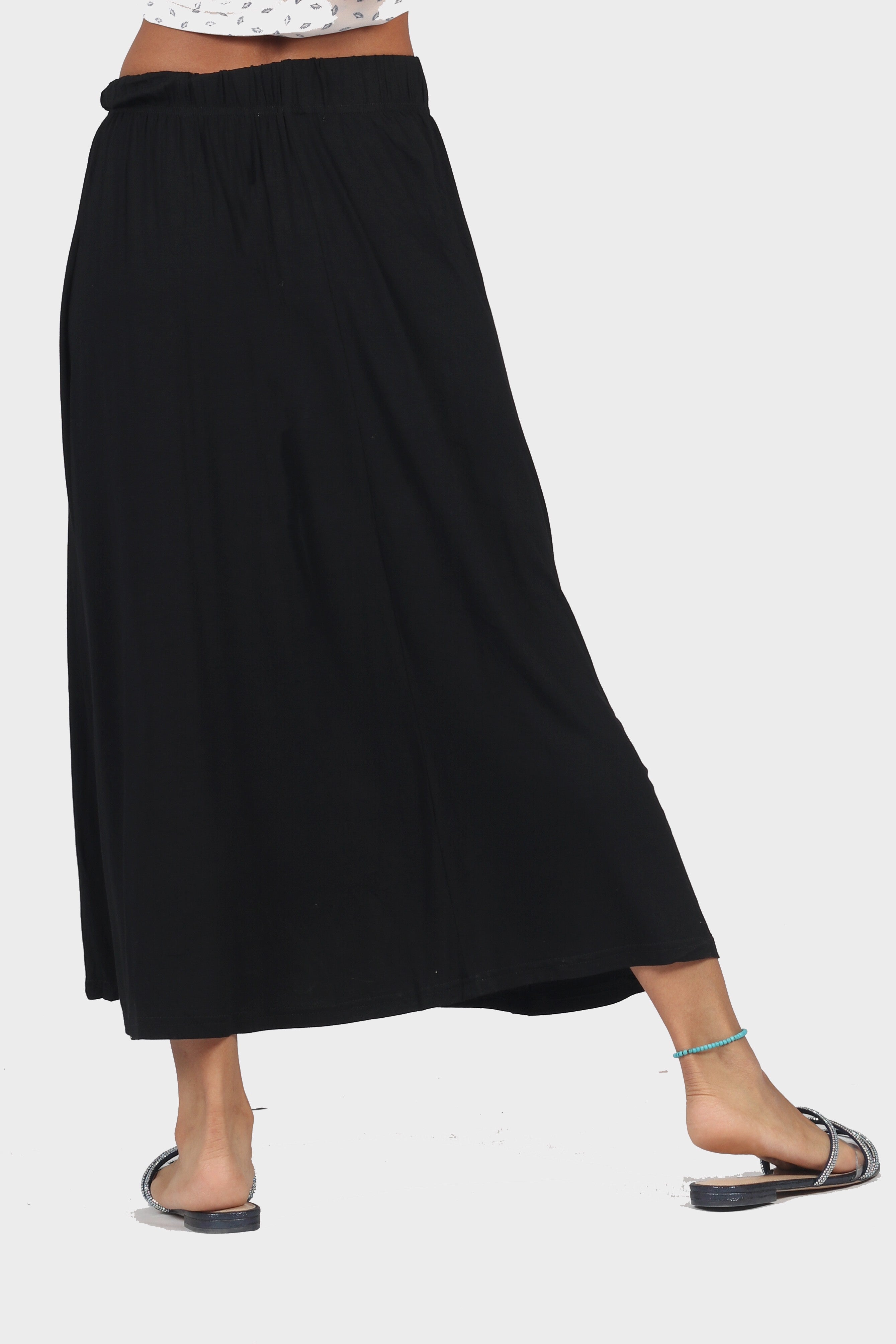 ميكا تنورة ميدي قطن سادة بخصر مطاط