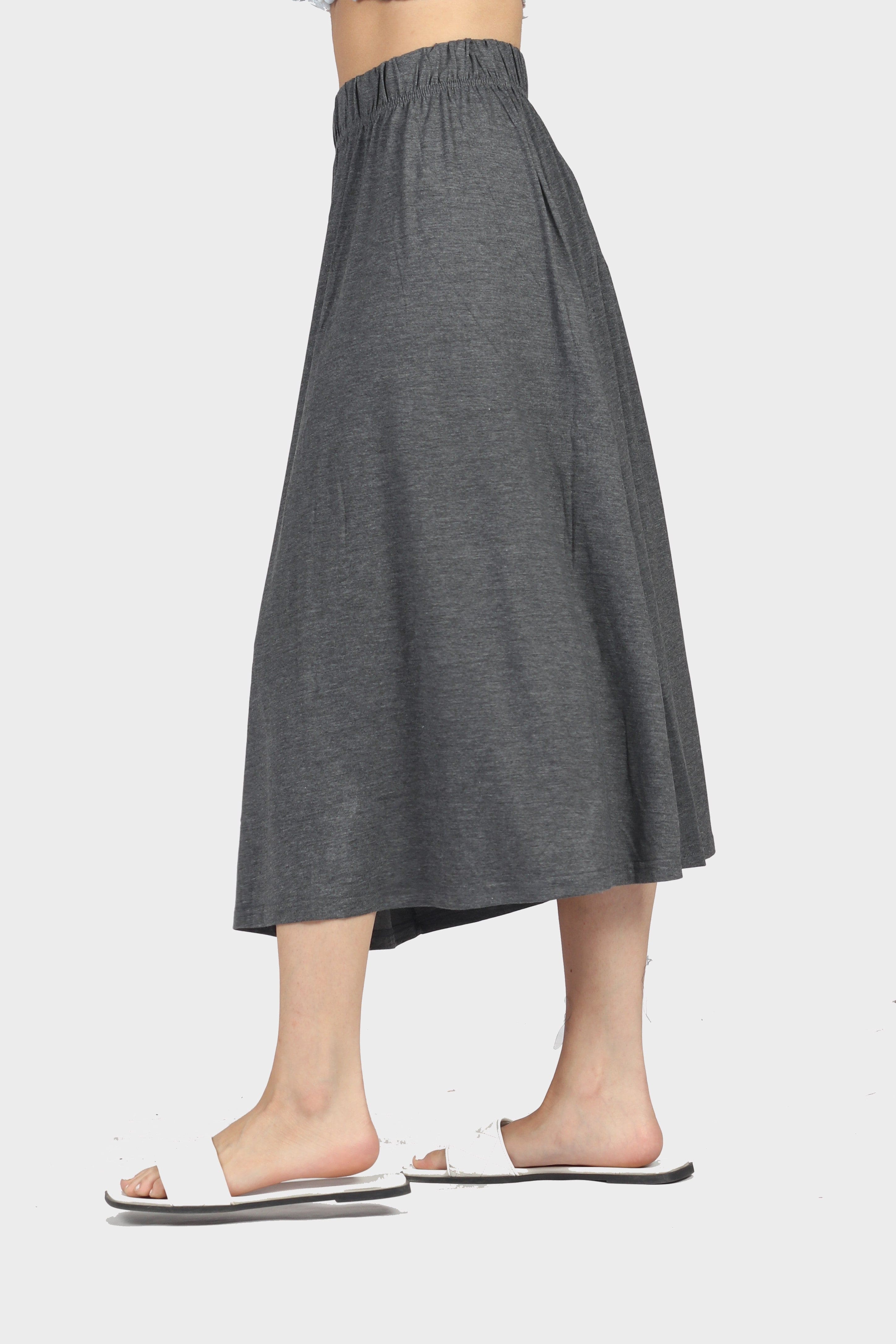 ميكا تنورة ميدي قطن سادة بخصر مطاط