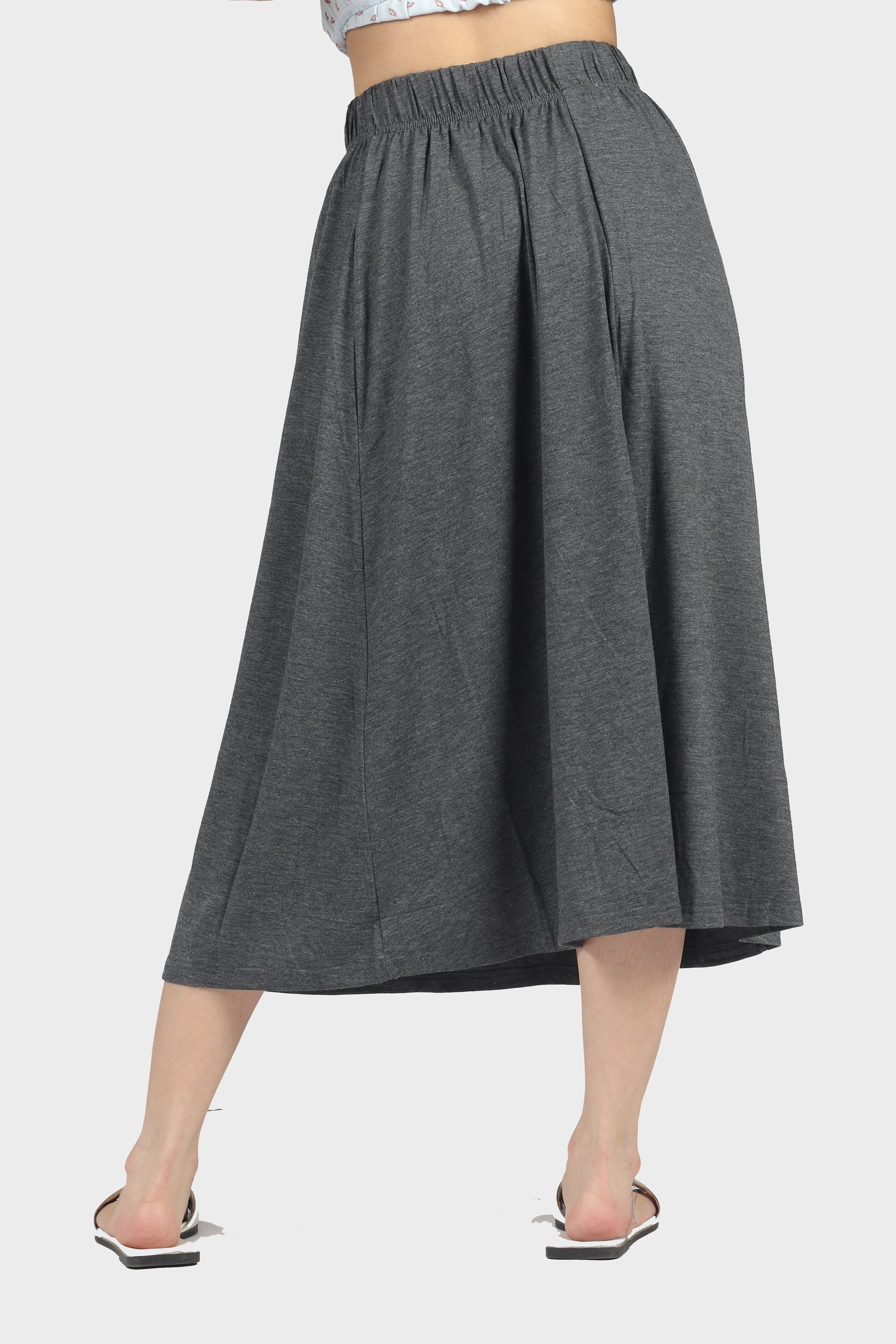 ميكا تنورة ميدي قطن سادة بخصر مطاط