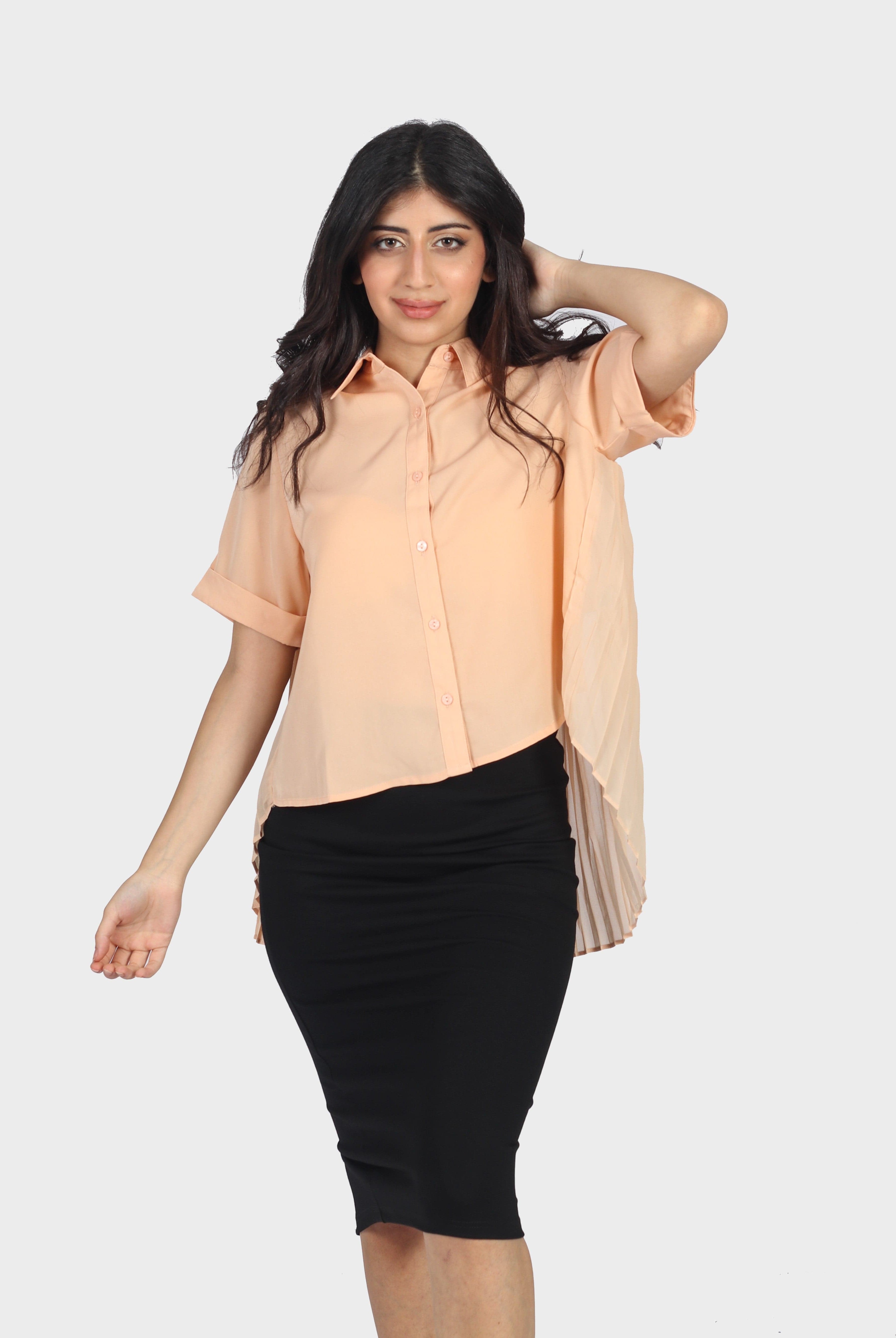 ميكا تنورة ميدي ضيقة مجسمة مفتوحة من الخلف أسود