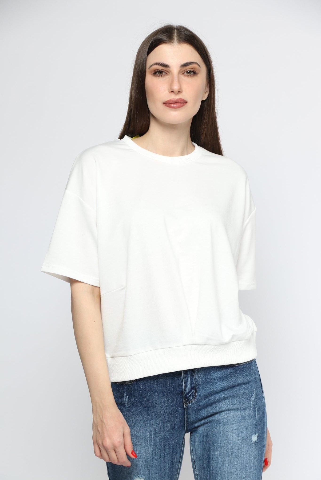 ميكا بلوزة قطنية سادة نص كم نسائي