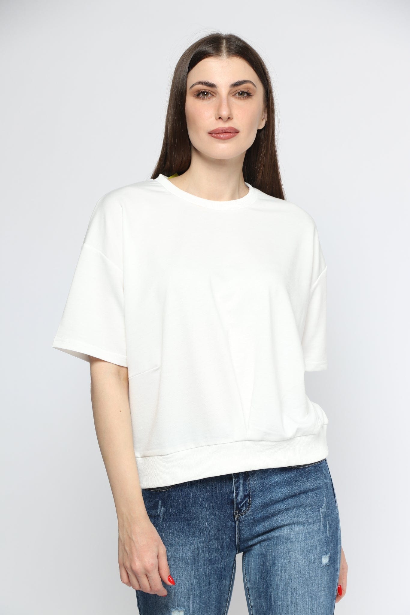 ميكا بلوزة قطنية سادة نص كم نسائي