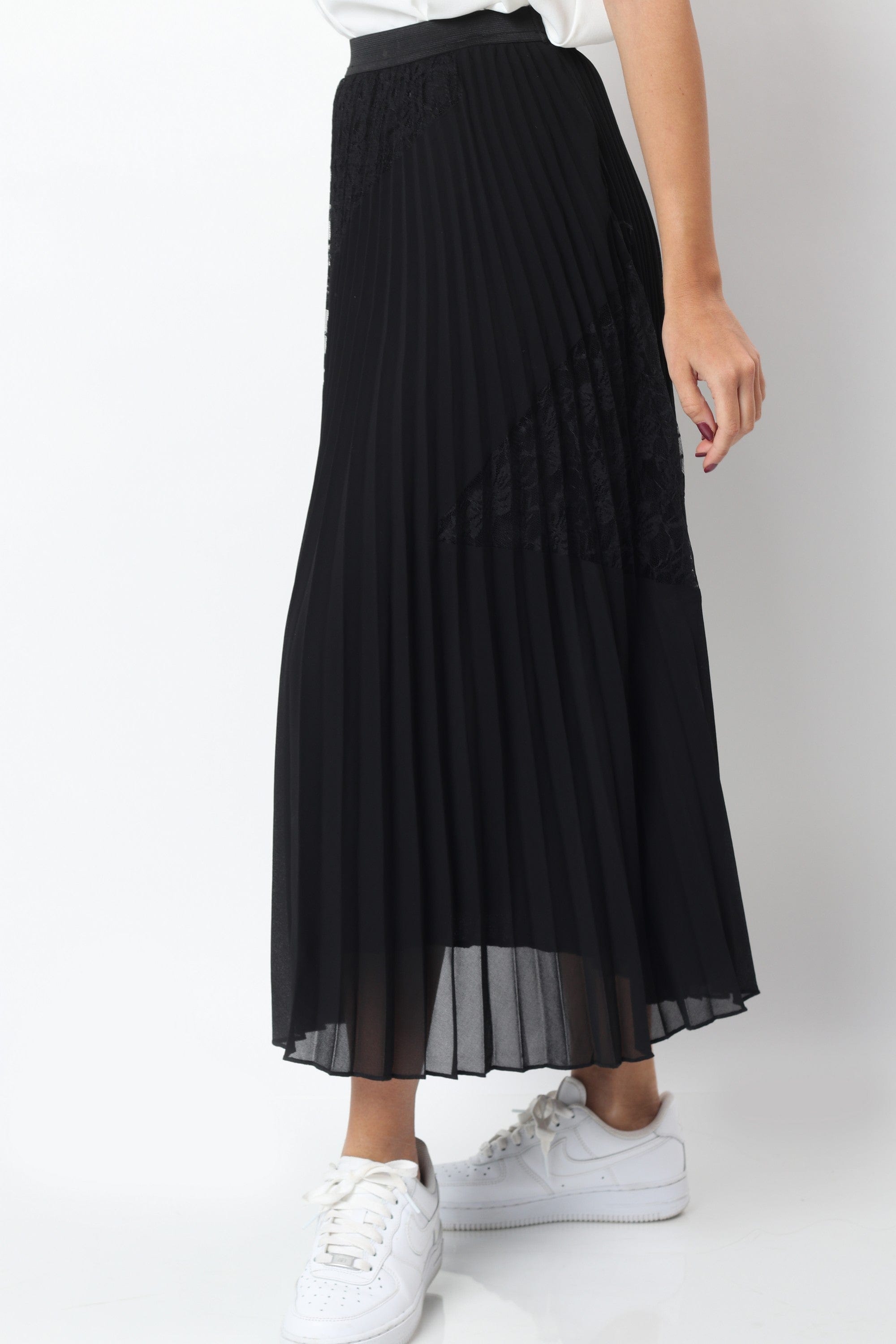 ميكا تنورة ميدي شيفون بليسيه بخصر مطاط