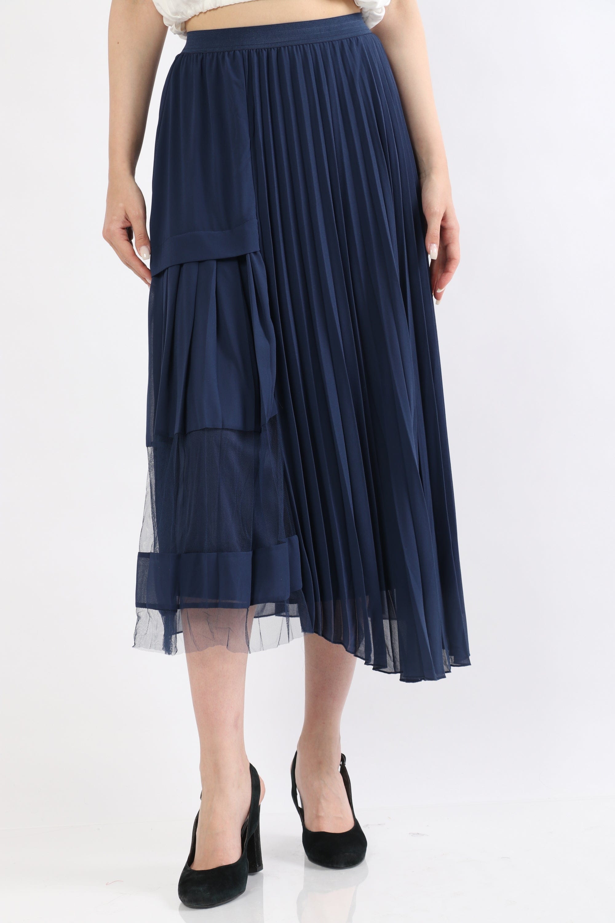 ميكا تنورة ميدي شيفون بليسية نسائية