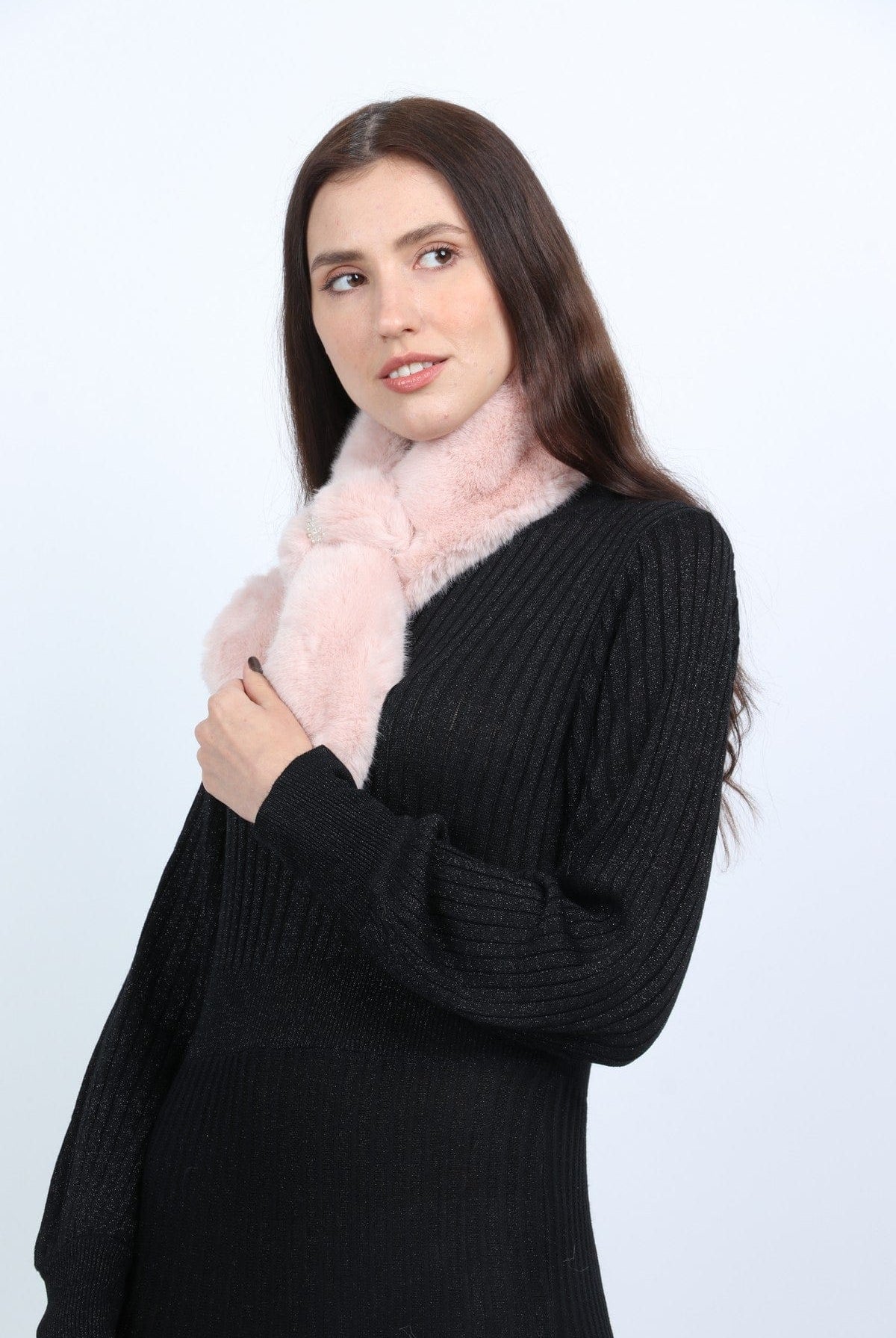 ميكا وشاح فرو صغير بدبوس على الرقبة نسائي