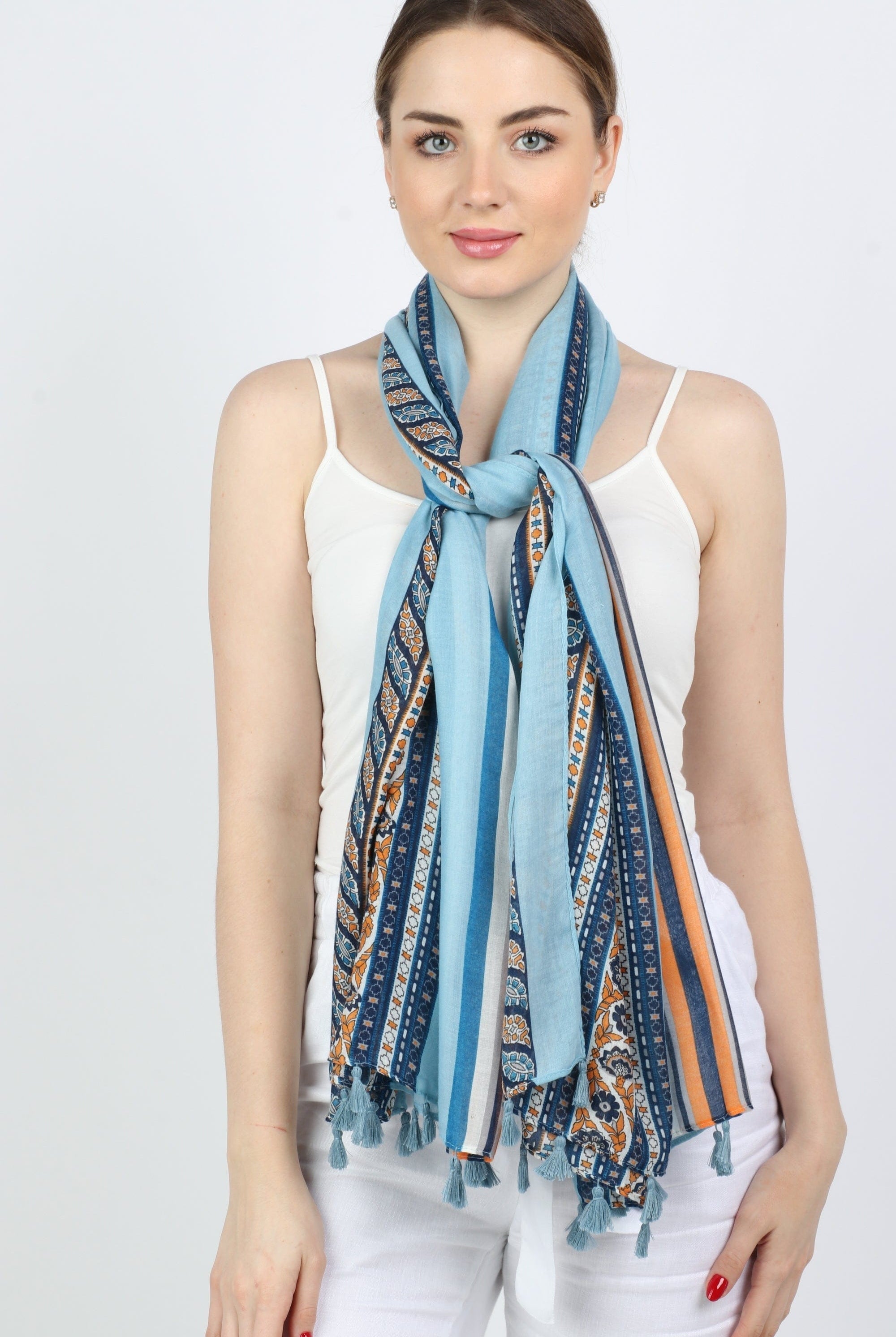 ميكا سكارف عنق منقوش ملون نسائي