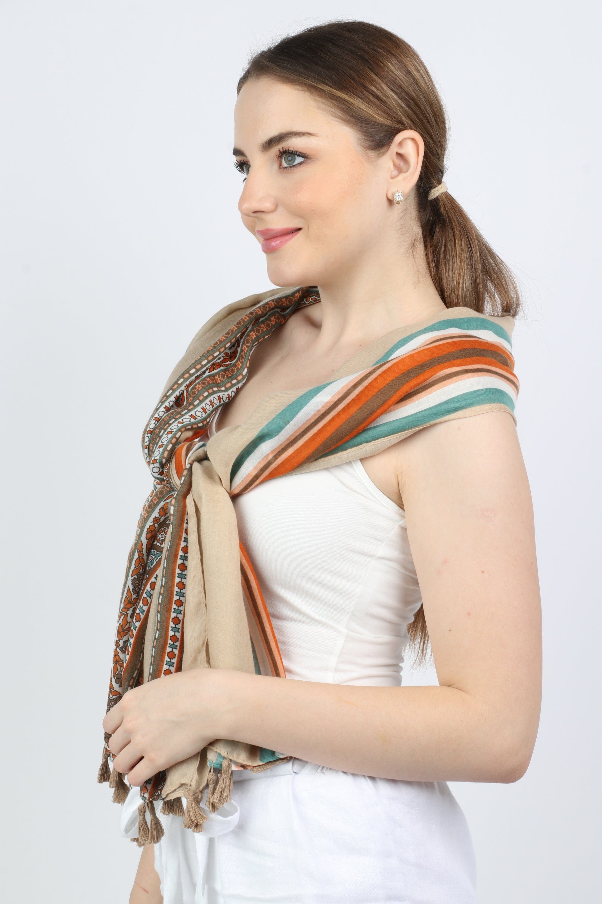 ميكا سكارف عنق منقوش ملون نسائي