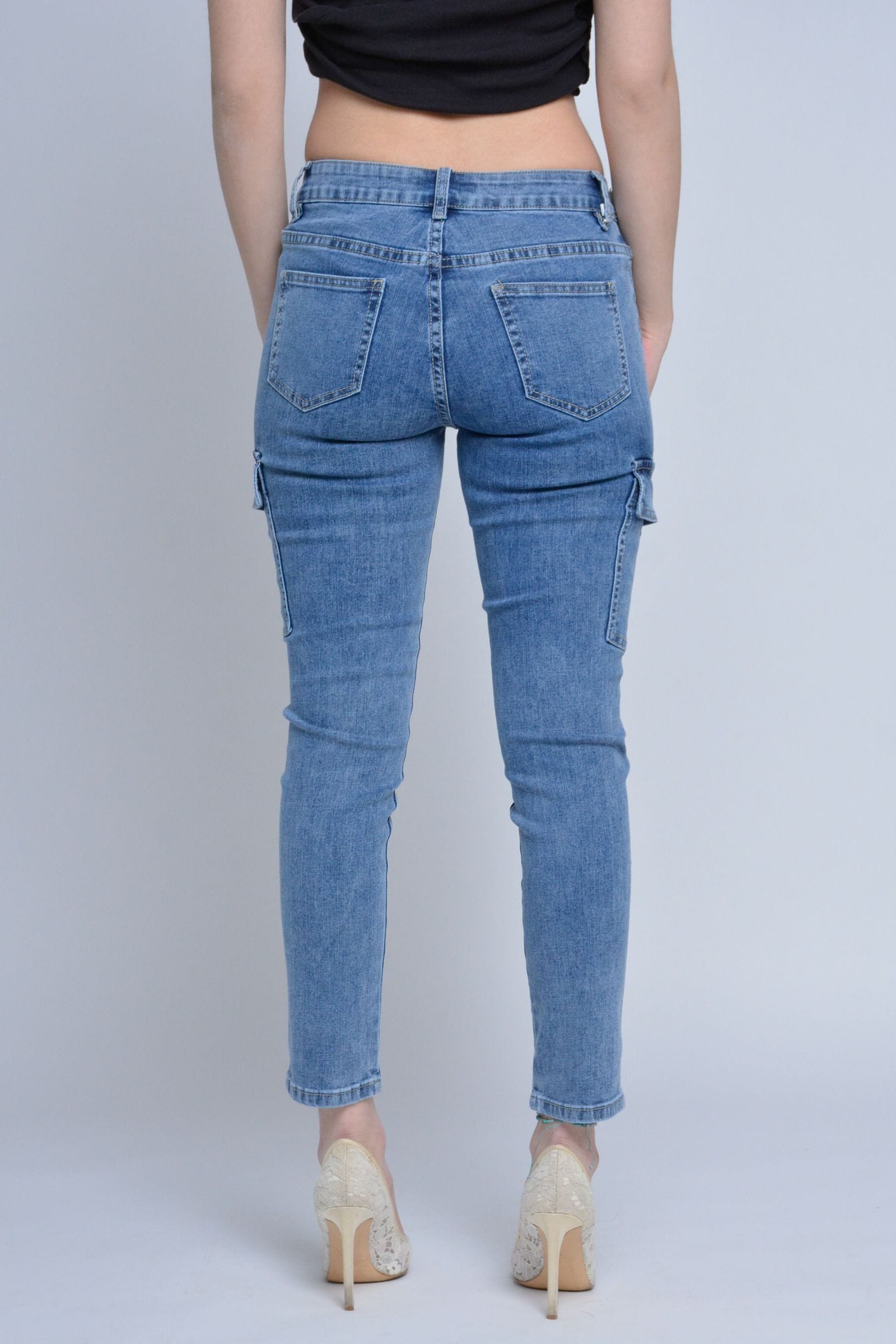 ميكا بنطلون سكيني جينز نسائي بجيوب خارجية