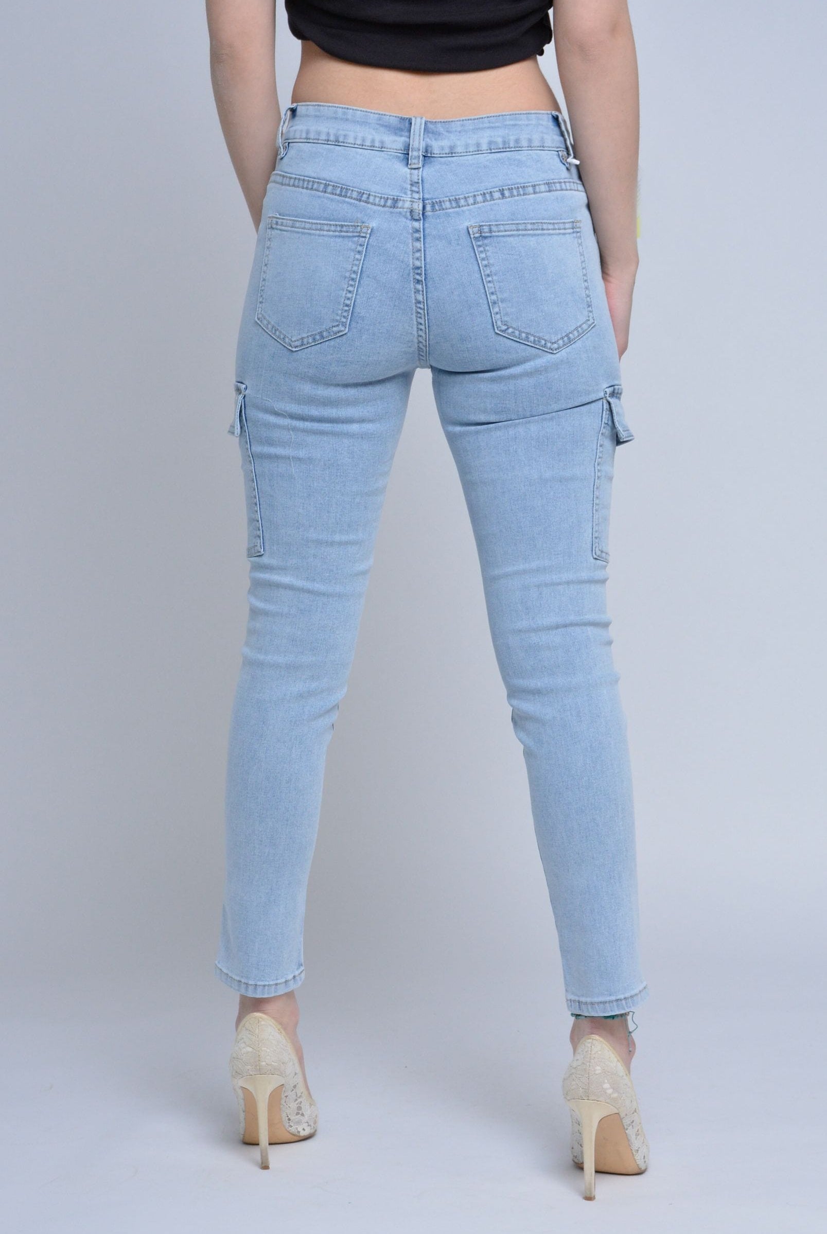 ميكا بنطلون سكيني جينز نسائي بجيوب خارجية