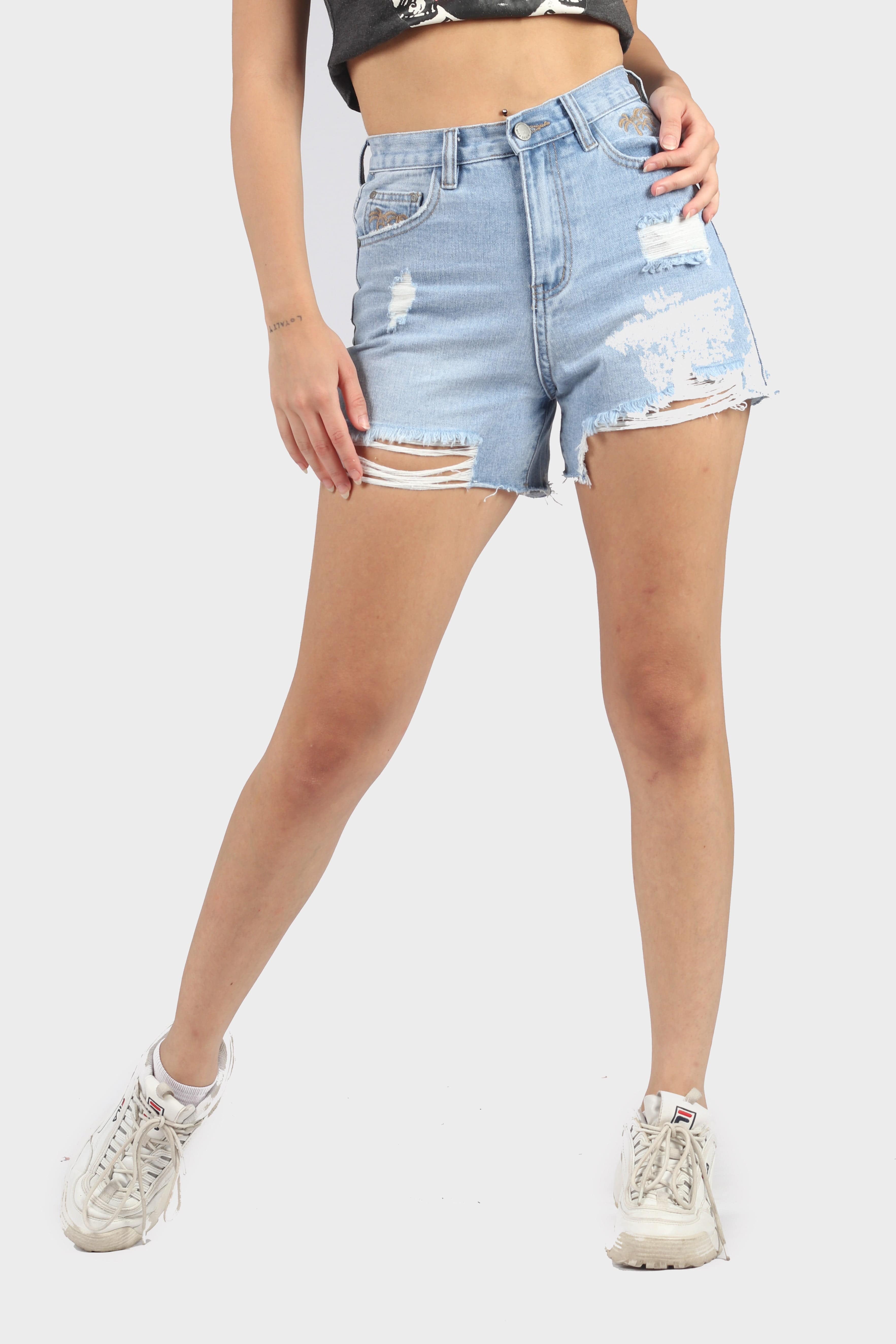 ميكا هوت شورت جينز مقطع خصر عال نسائي