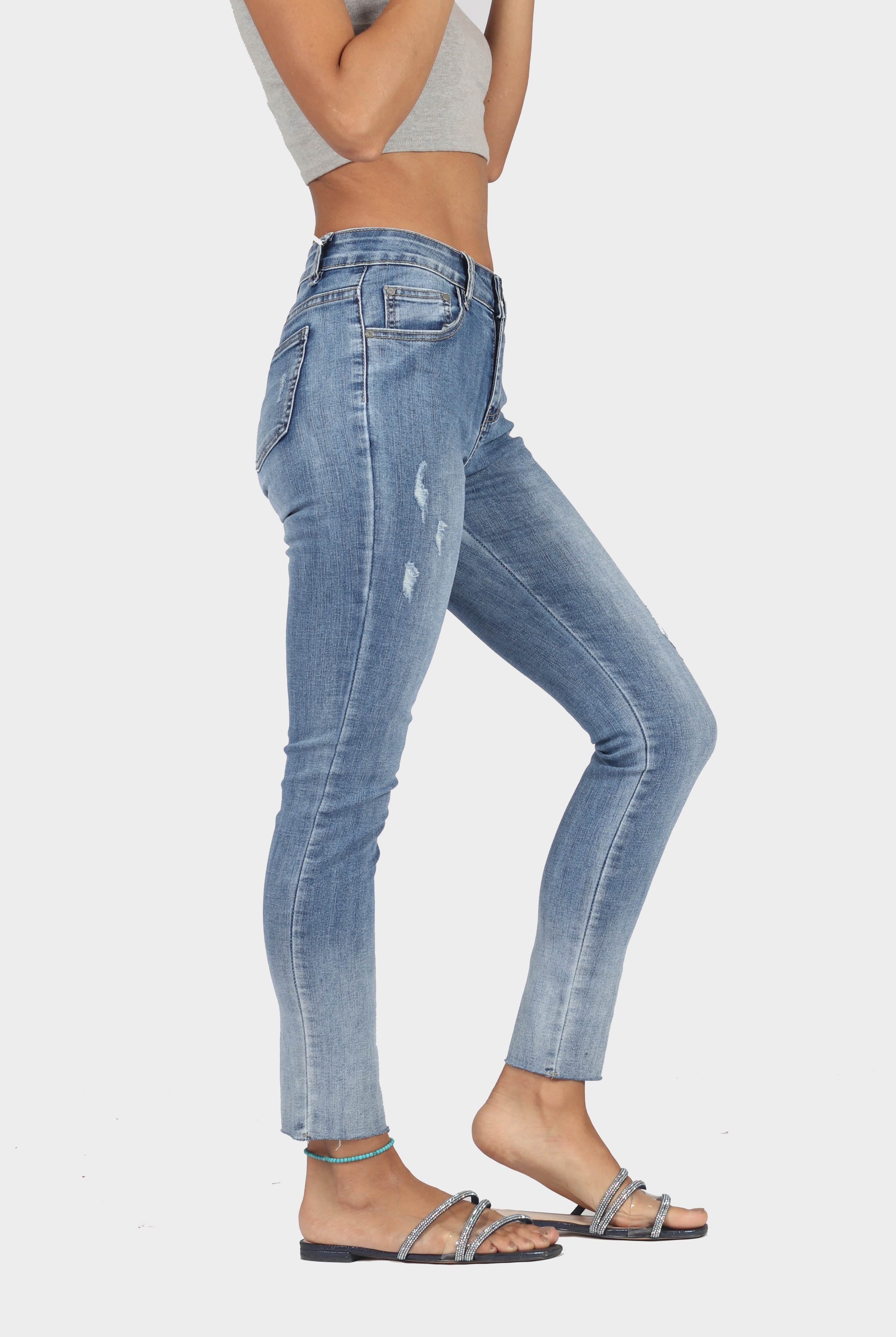 ميكا بنطلون جينز هاي ويست طويل نسائي