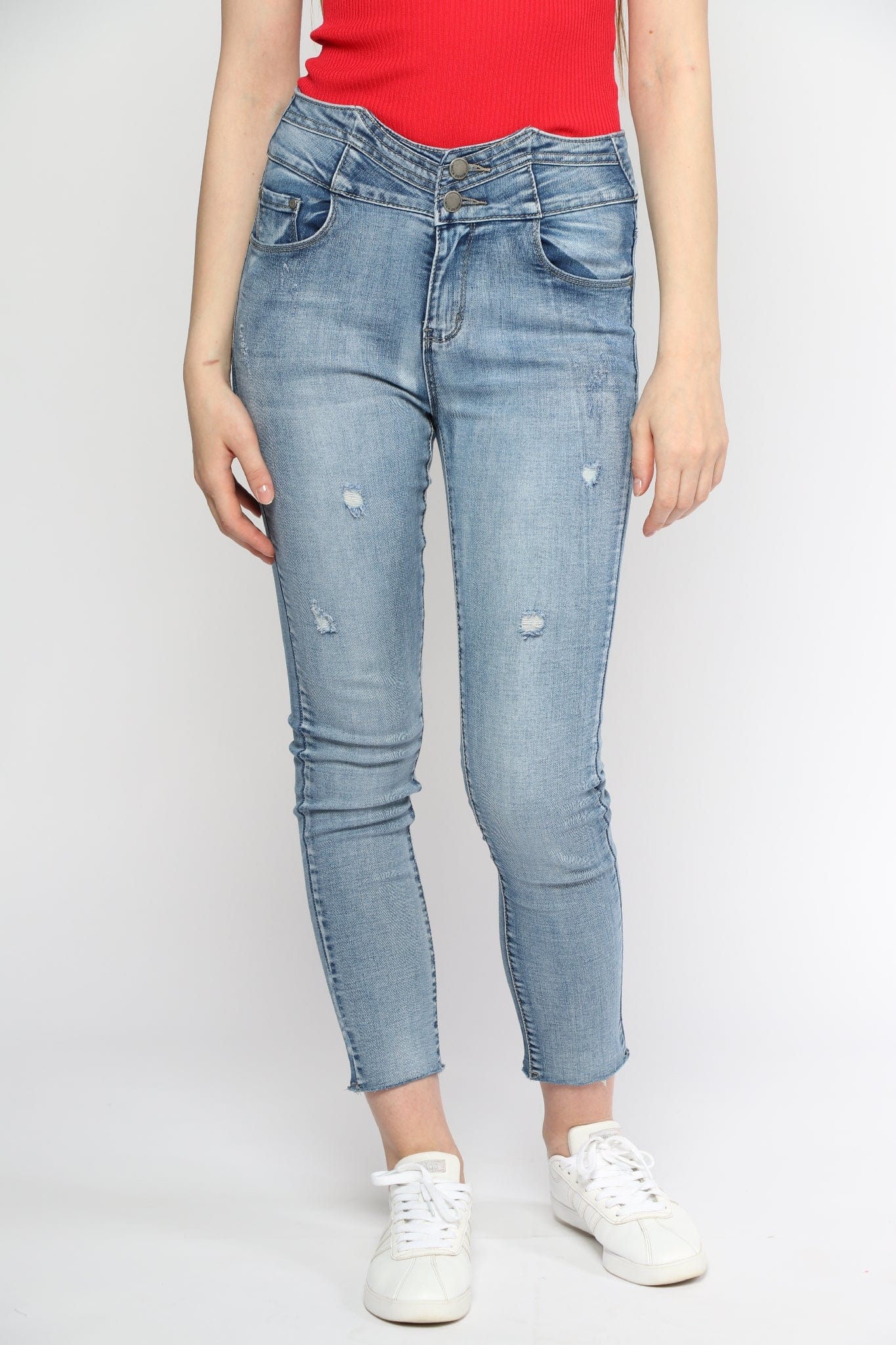 ميكا بنطلون سكيني مقطع هاي ويست طويل نسائي