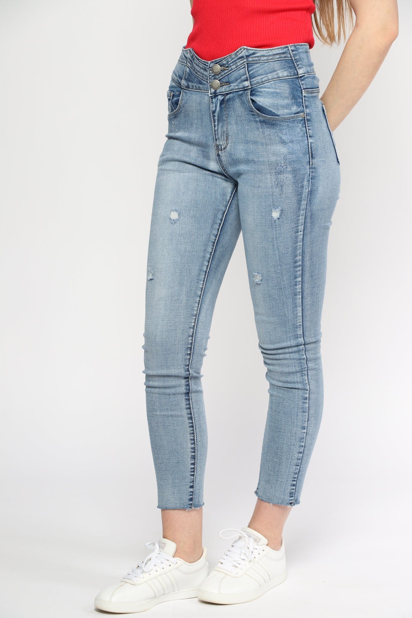 ميكا بنطلون سكيني مقطع هاي ويست طويل نسائي