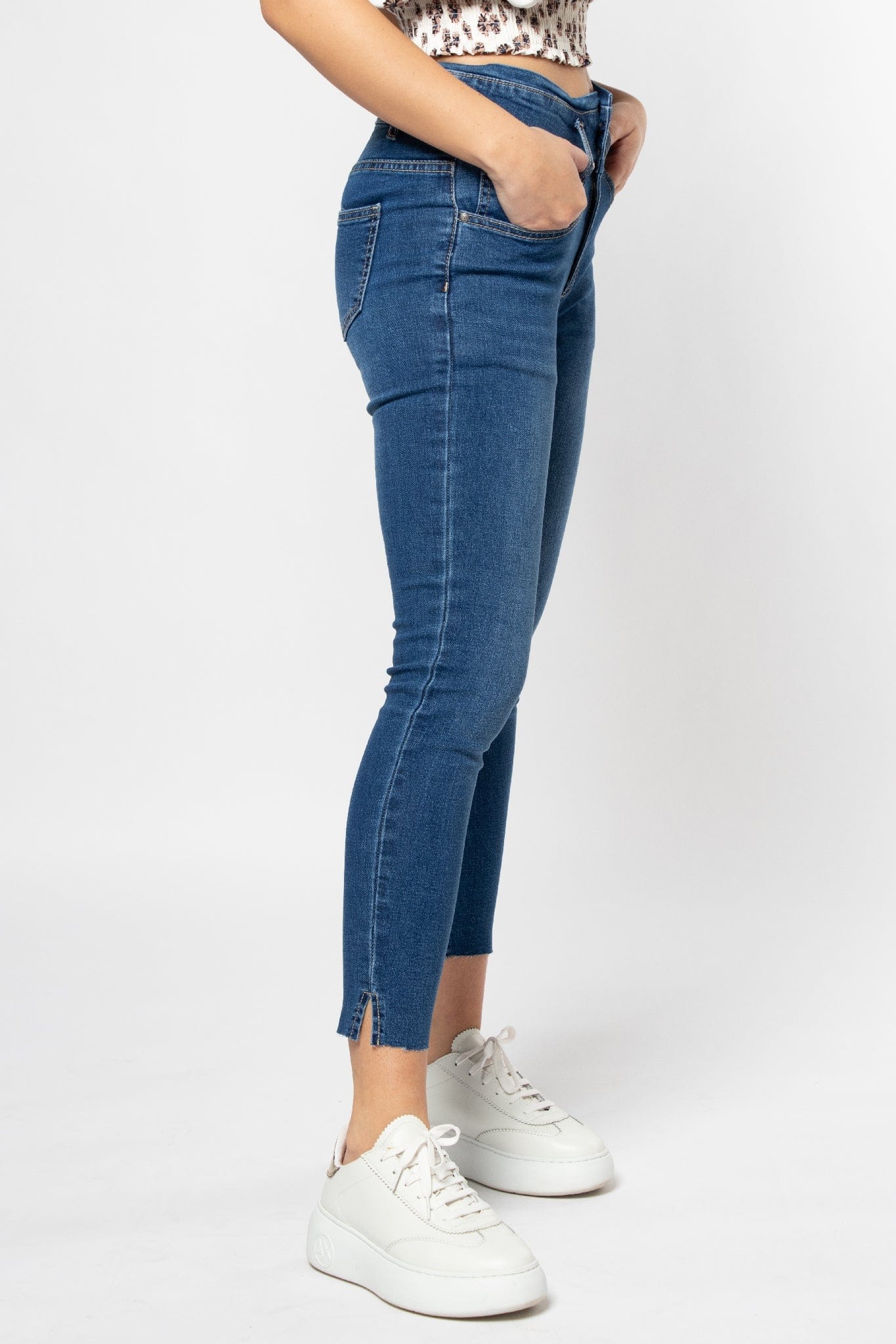 ميكا بنطلون سادة هاي ويست سكيني طويل نسائي