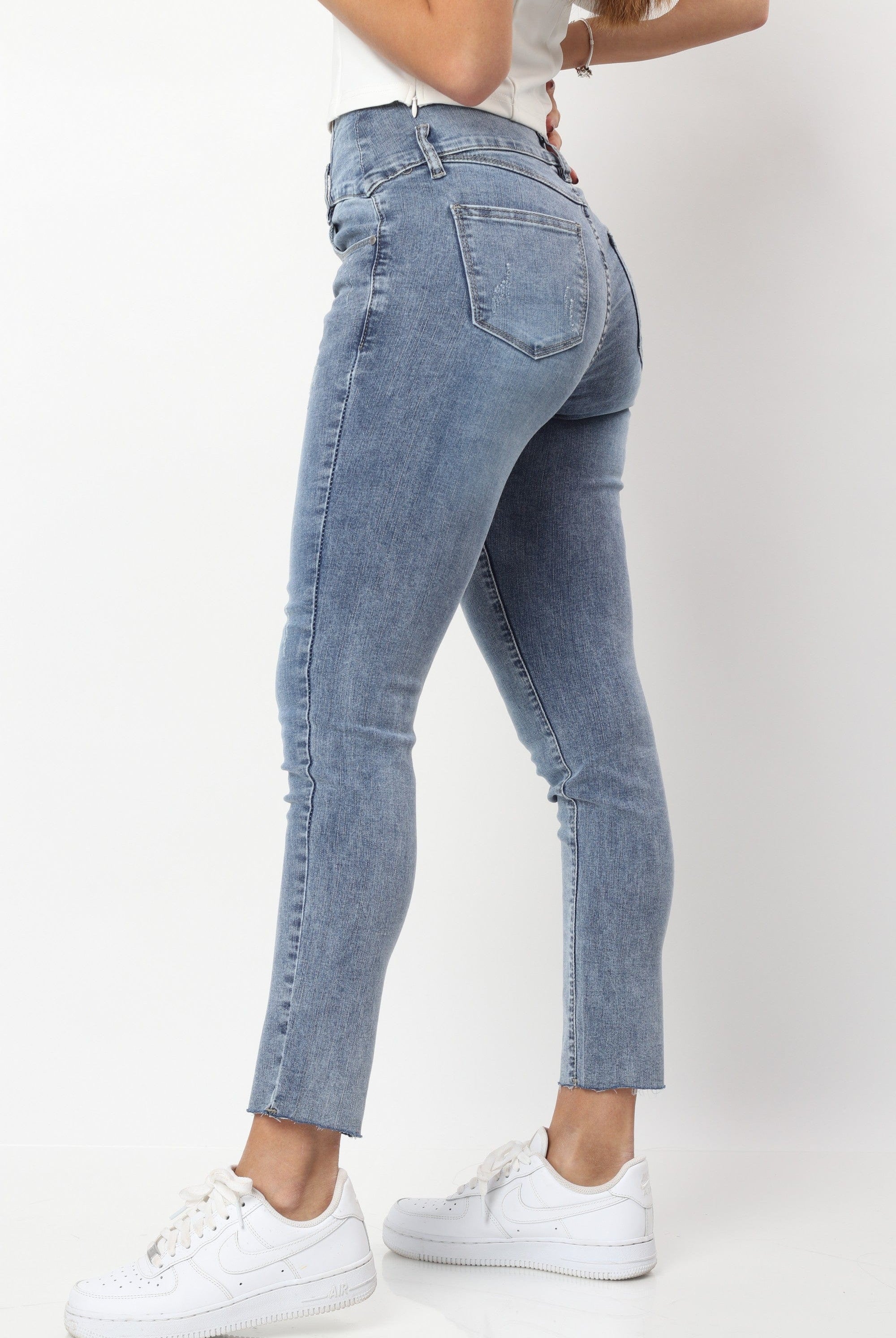 ميكا بنطلون جينز سكيني مقطع طويل نسائي