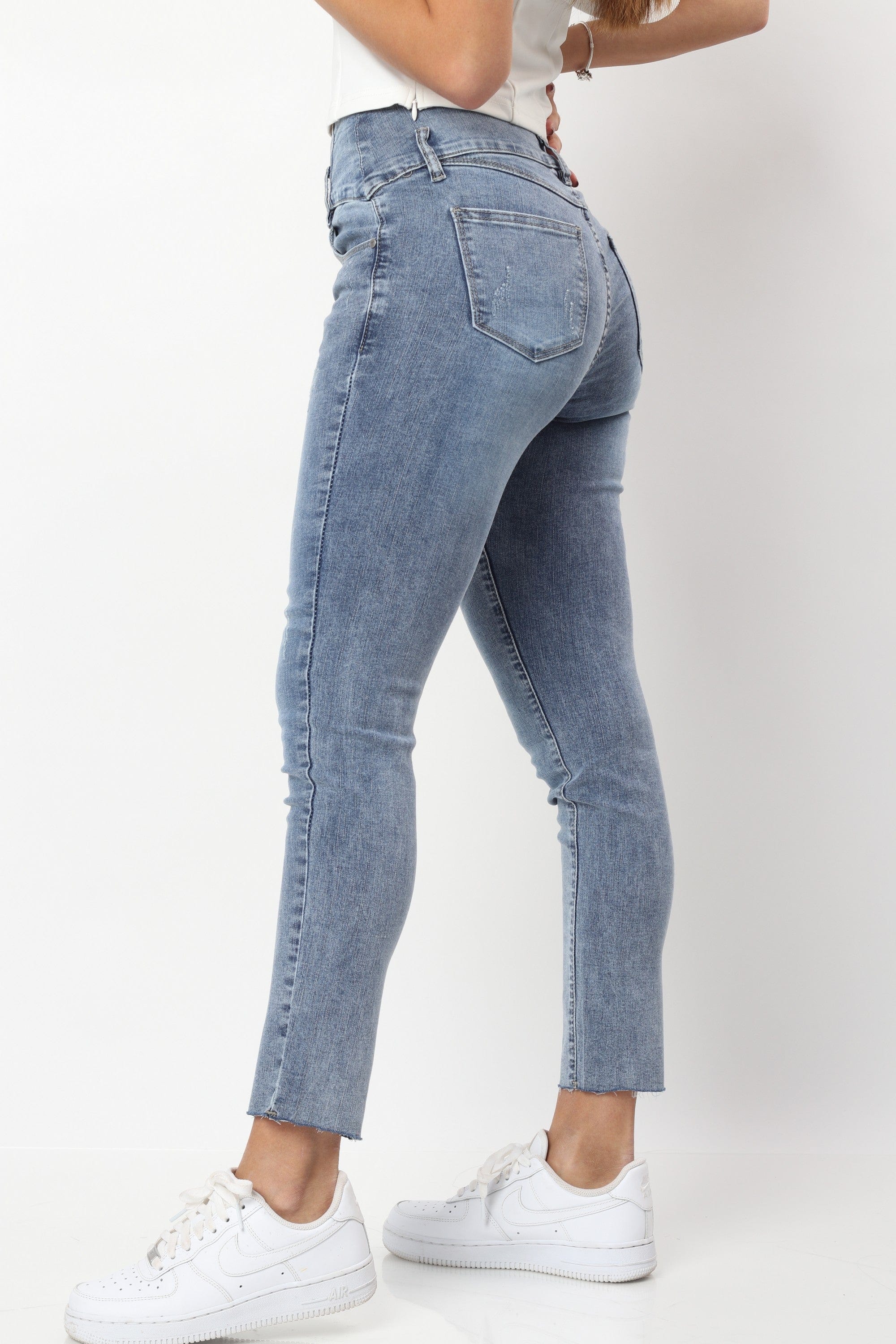 ميكا بنطلون جينز سكيني مقطع طويل نسائي