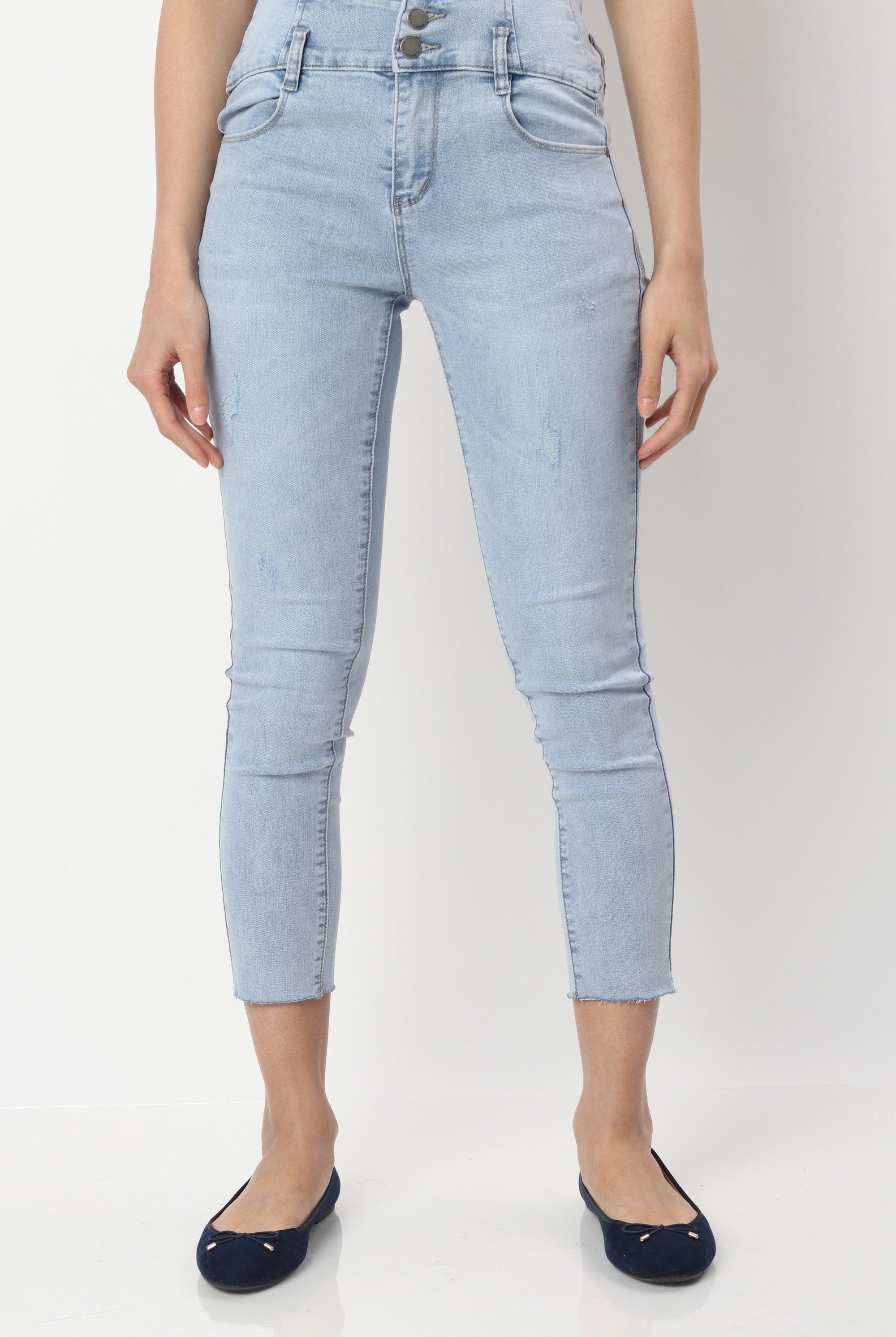 ميكا بنطلون جينز سكيني سادة خصر مرتفع نسائي