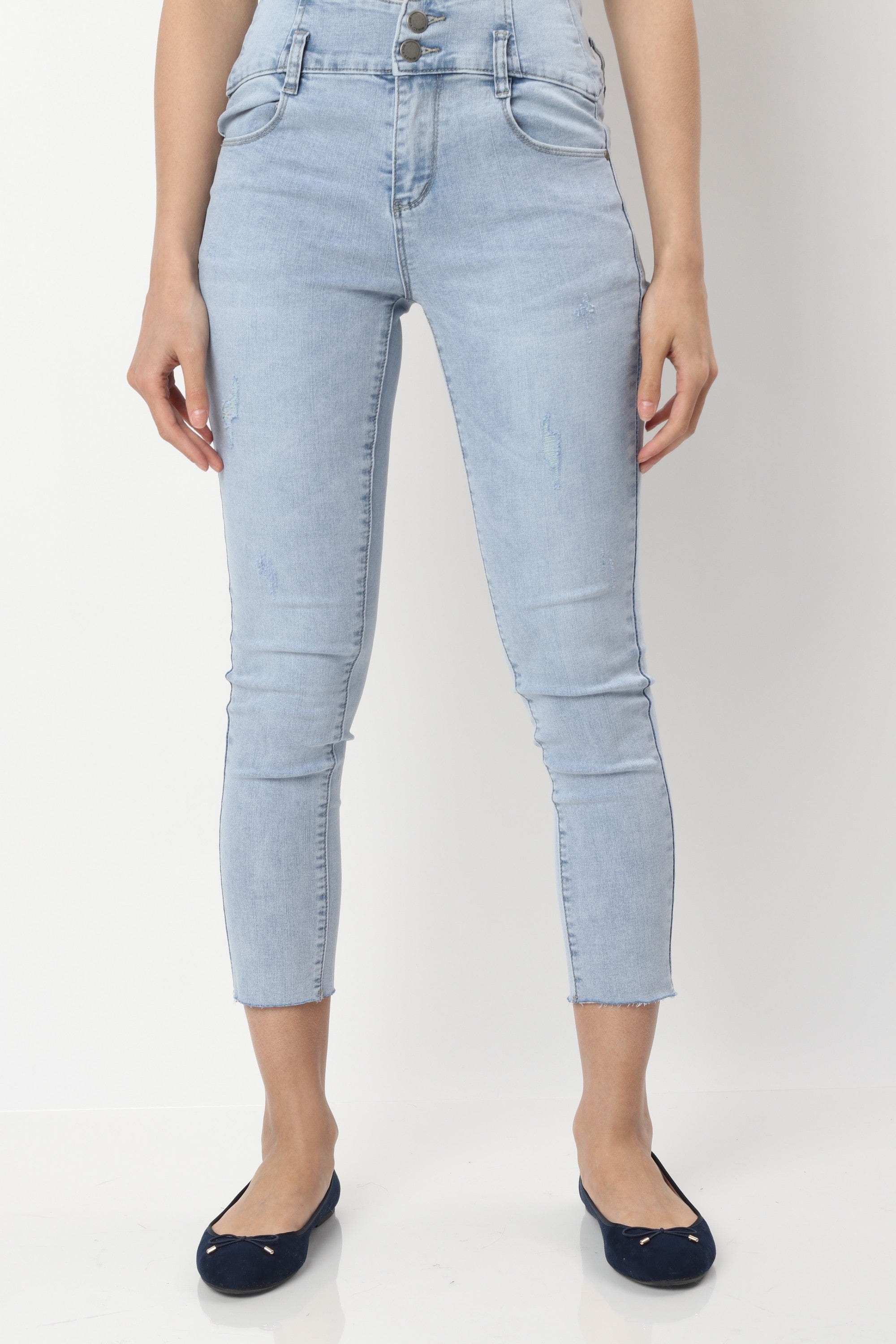 ميكا بنطلون جينز سكيني سادة خصر مرتفع نسائي