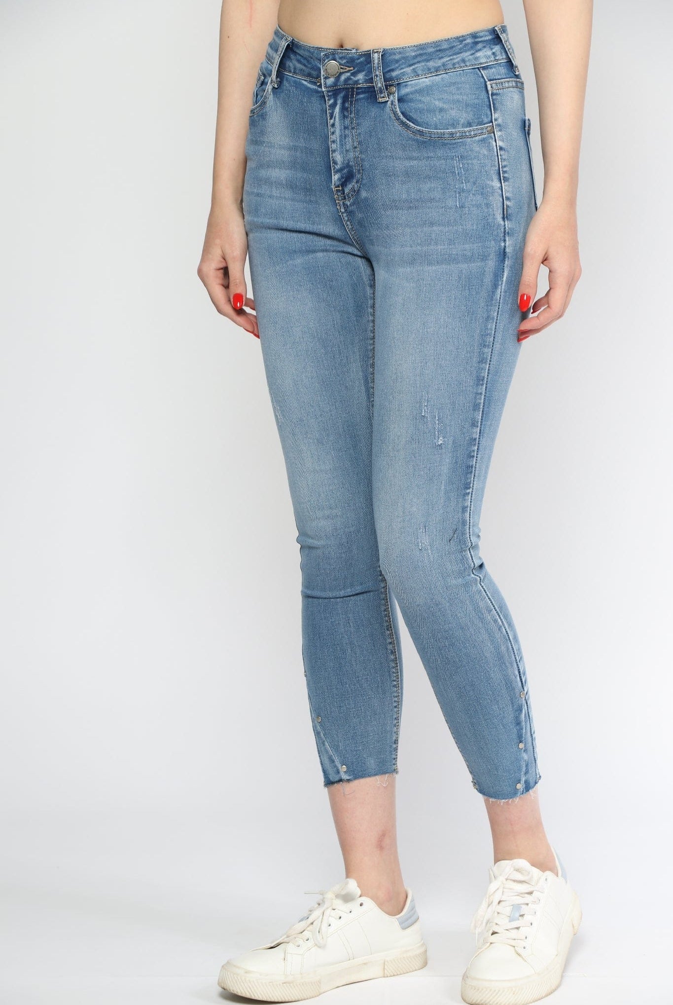 ميكا بنطلون جينز بخصر مرتفع سكيني طويل نسائي