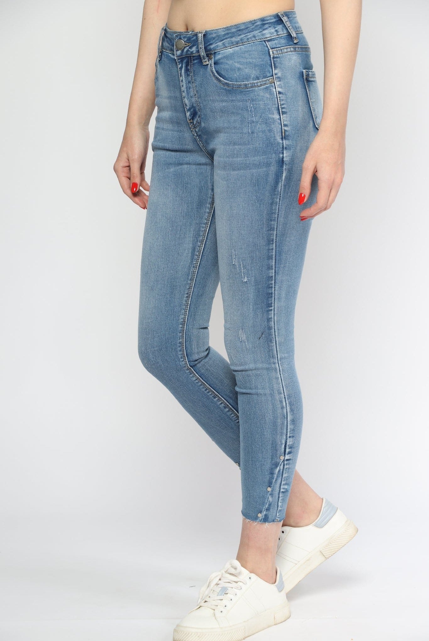 ميكا بنطلون جينز بخصر مرتفع سكيني طويل نسائي