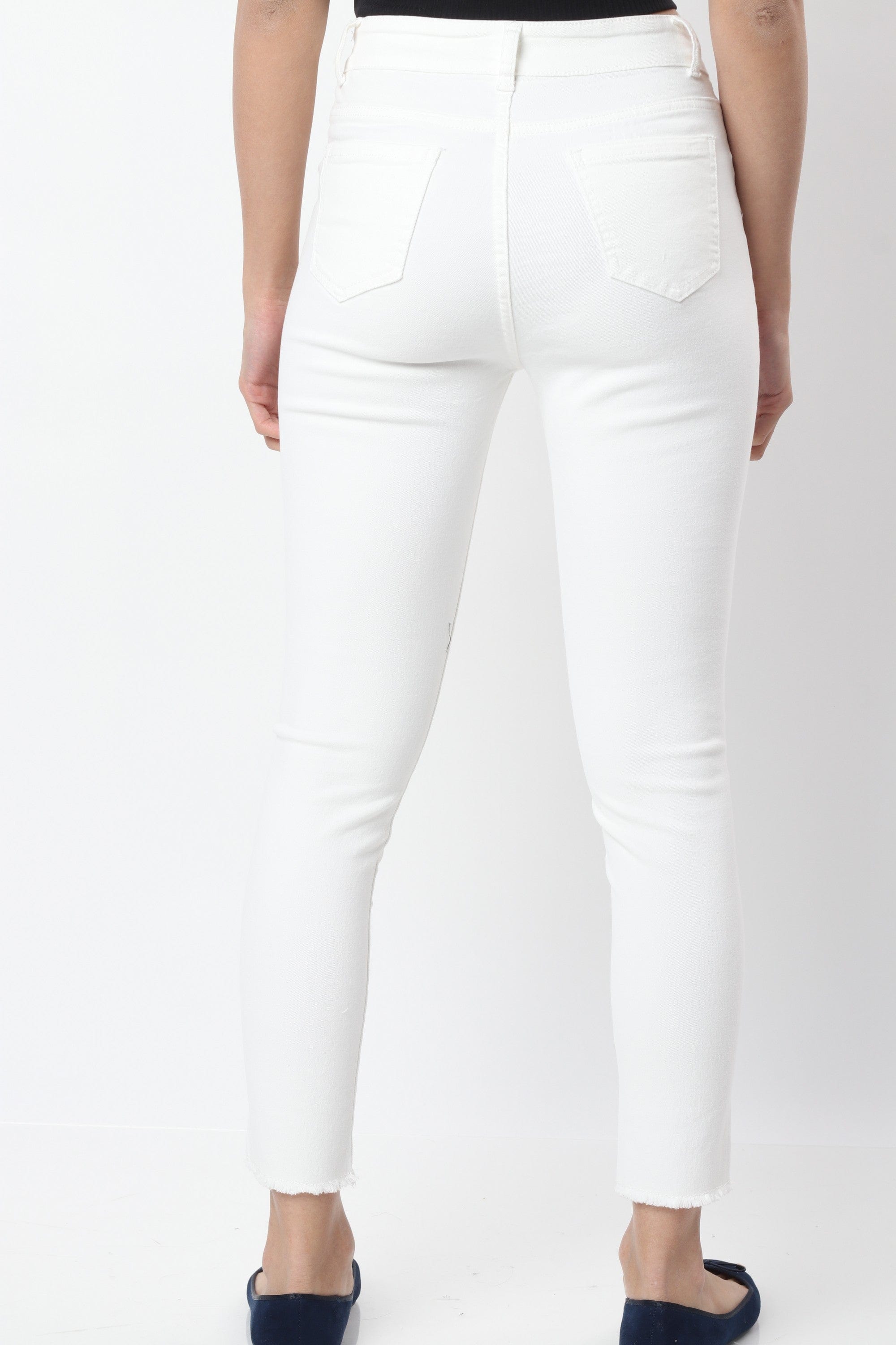 ميكا بنطلون جينز سكيني سادة طويل خصر مرتفع نسائي