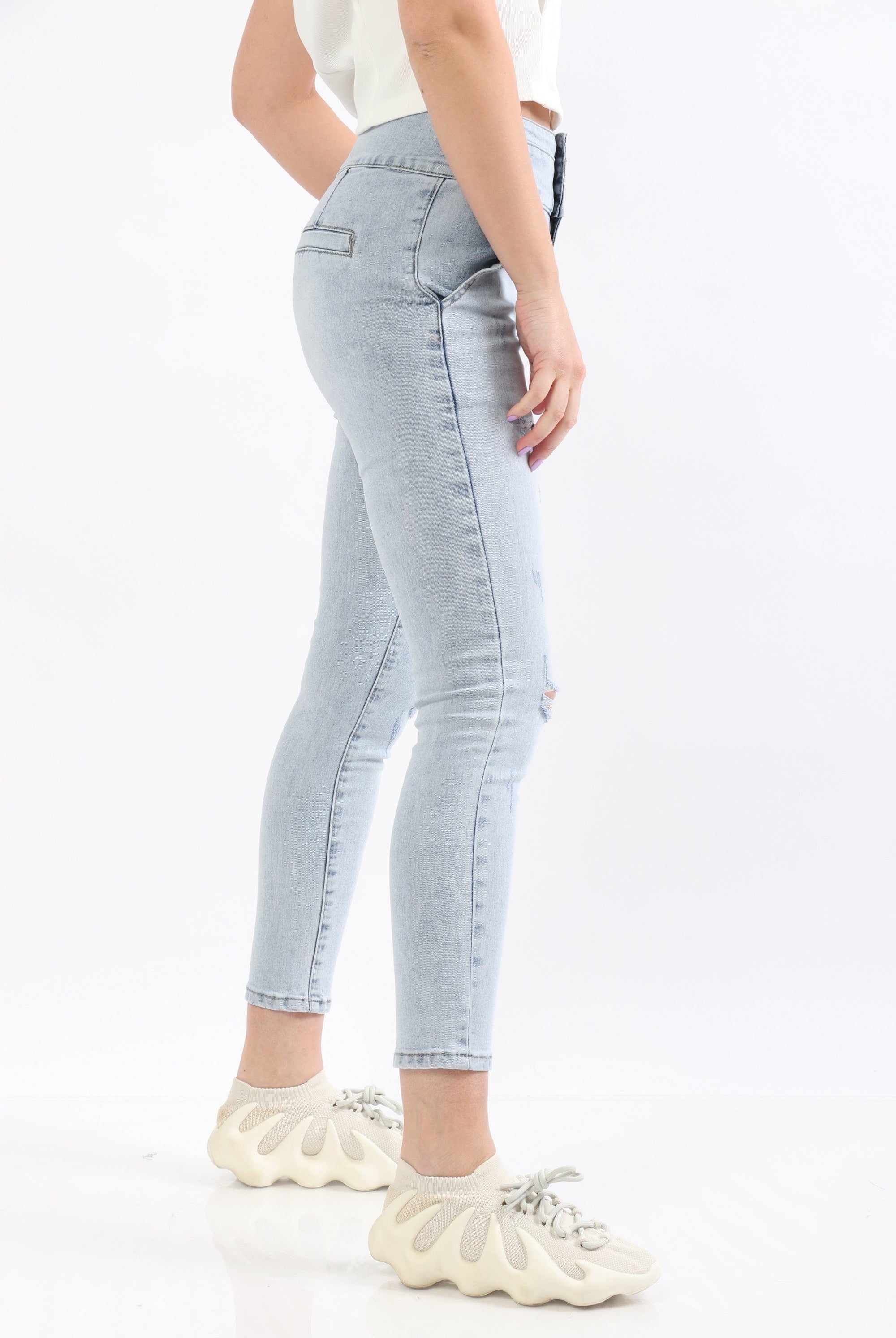 ميكا بنطلون جينز هاي ويست سكيني مقطع طويل نسائي