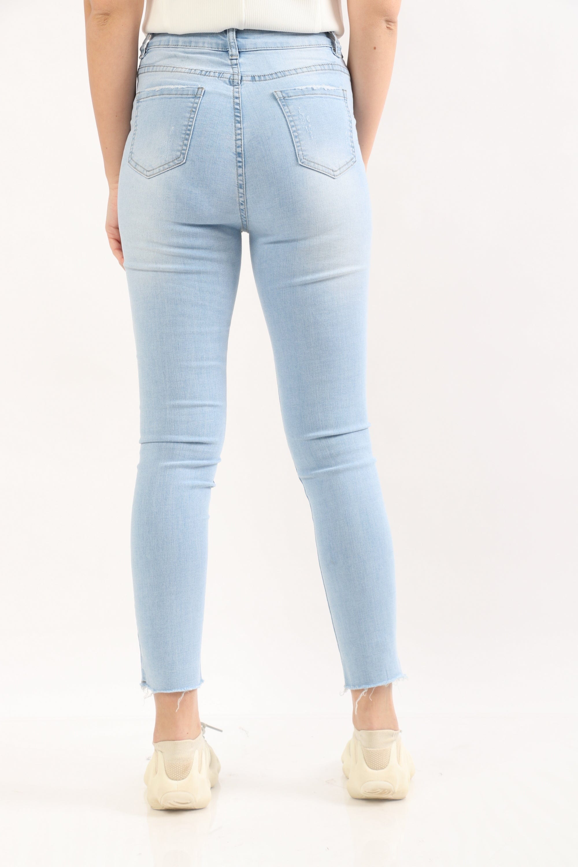 ميكا بنطلون هاي ويست بأزرار وجيوب جانبية طويل نسائي