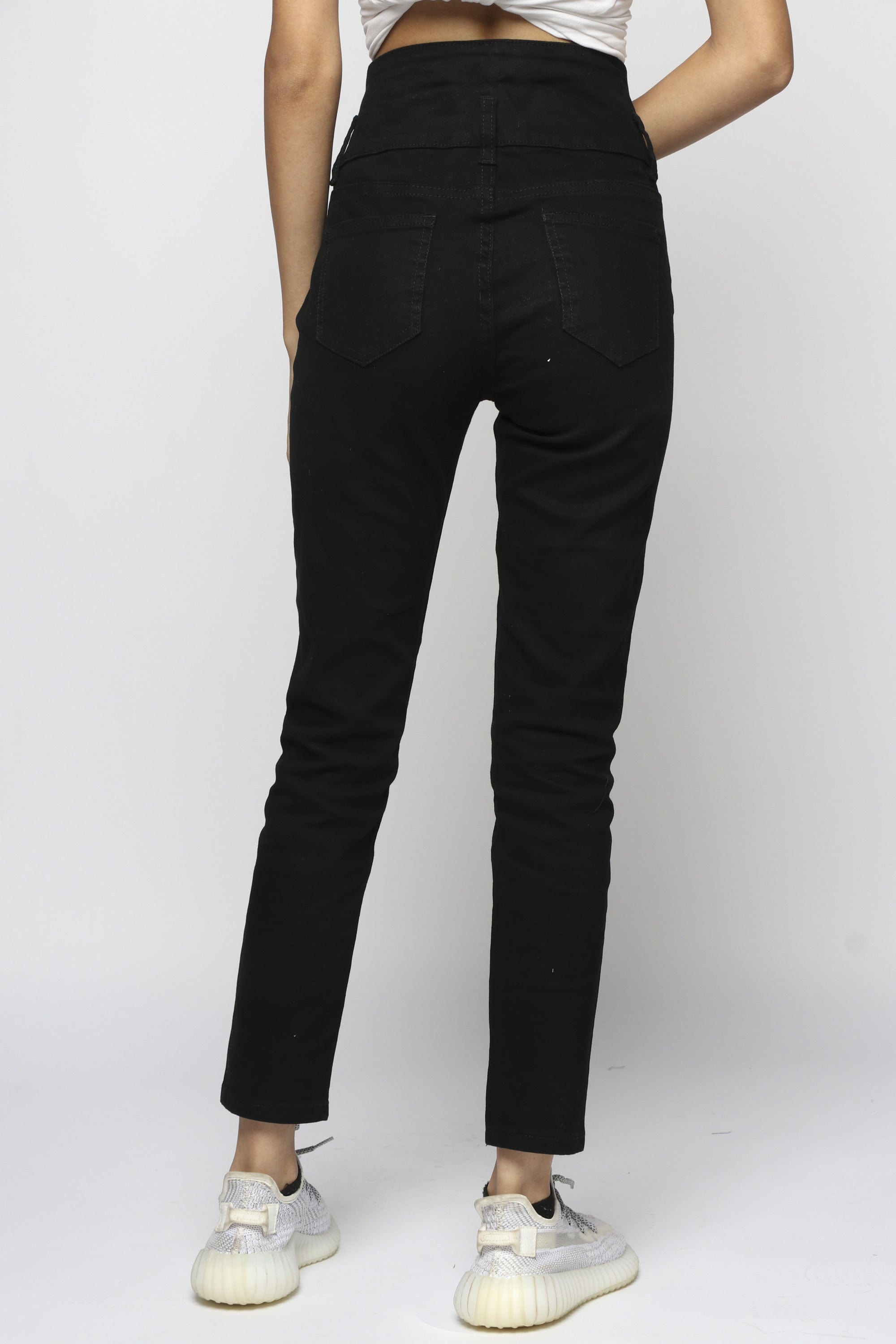 ميكا بنطلون طويل هاي ويست بثلاثة أزرار طويل نسائي