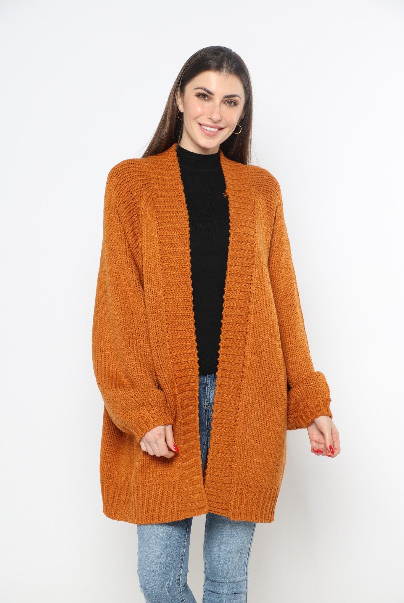 ميكا كارديجان صوف مضلع كم طويل