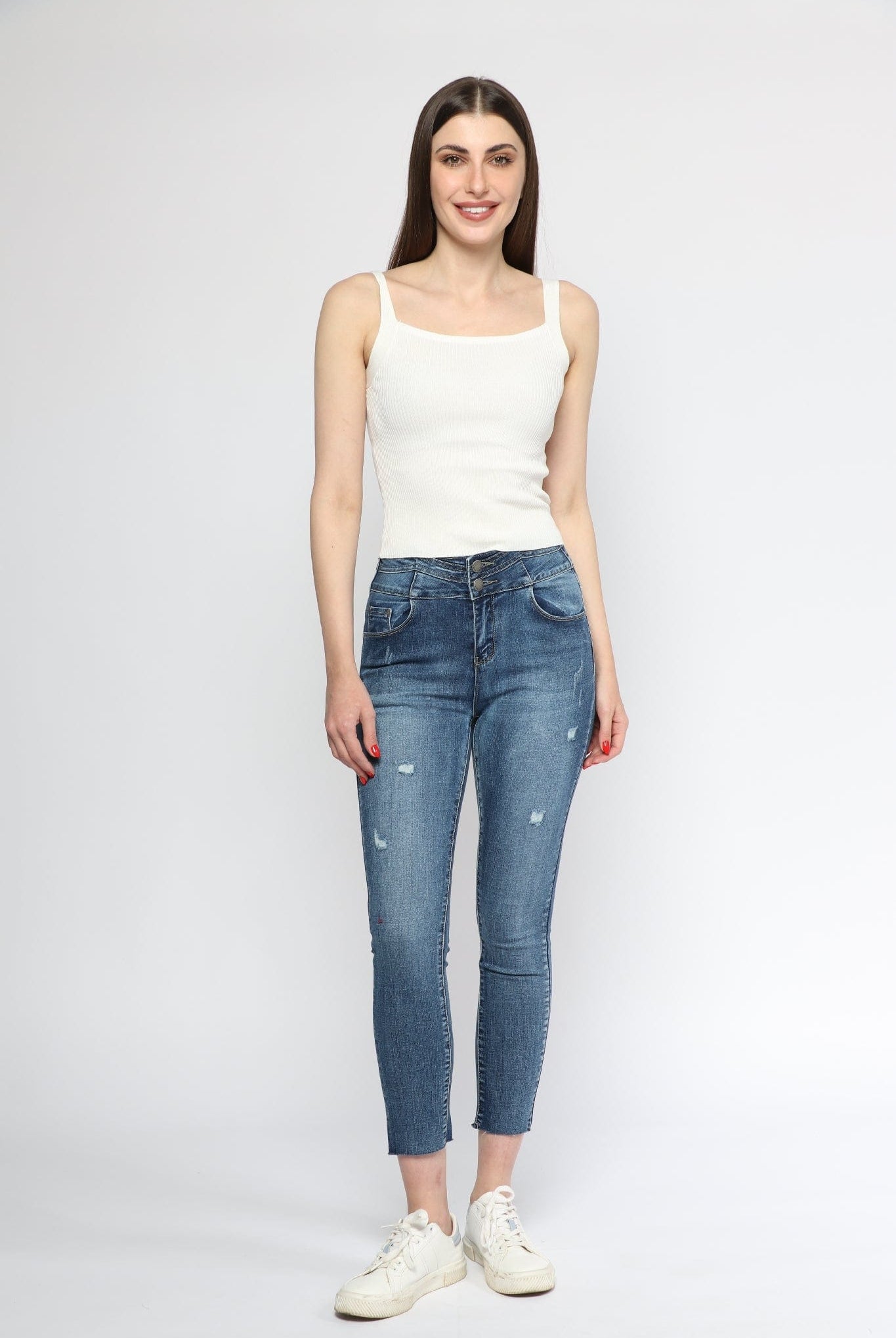 ميكا تانك توب سادة بفتحة صدر مربعة