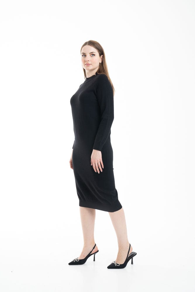 ميكا فستان ميدي سادة مزموم كم طويل نسائي